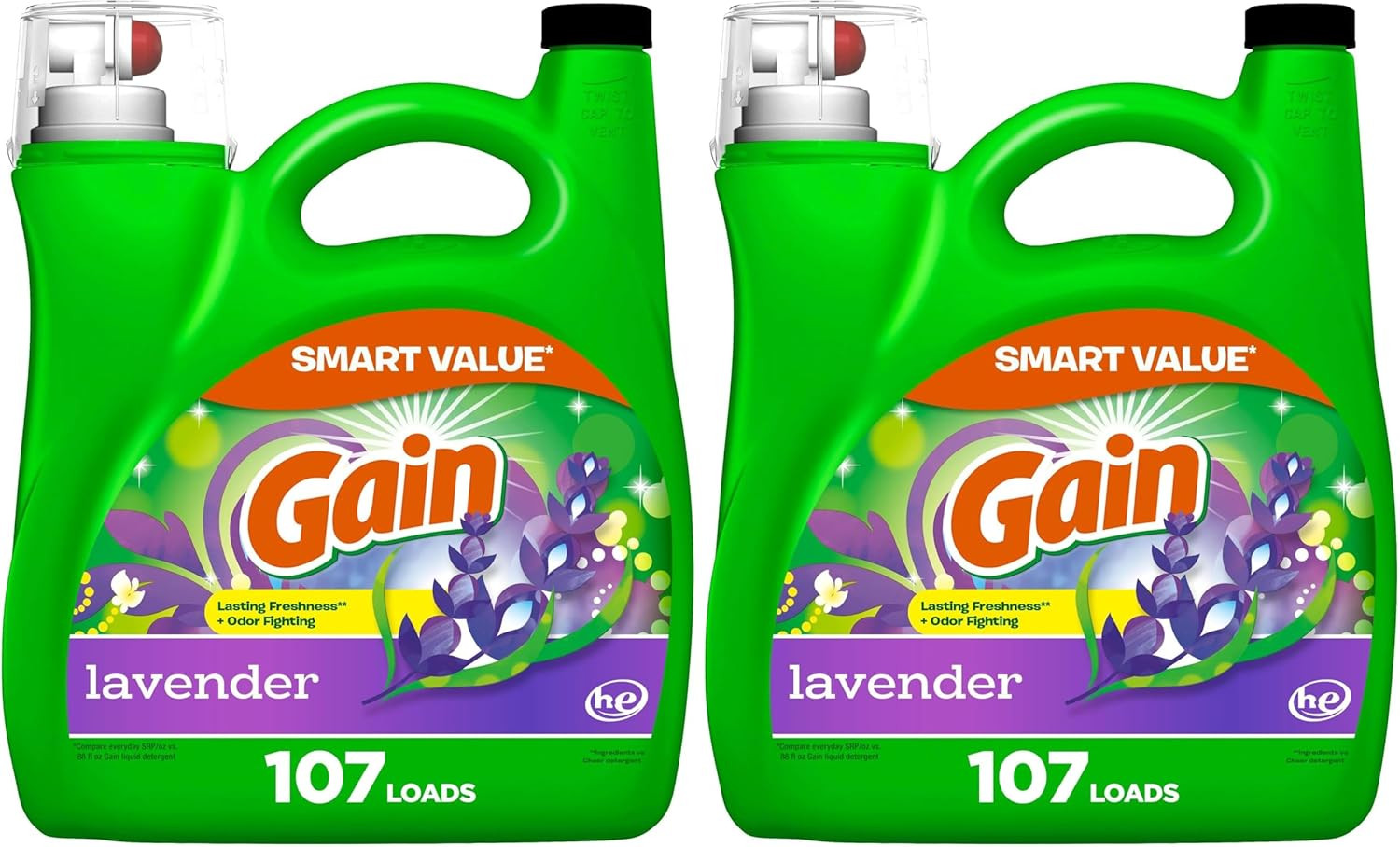 Liquid Laundry Detergent, Lavender Scent, 154 Fl Oz, 107 Loads, HE