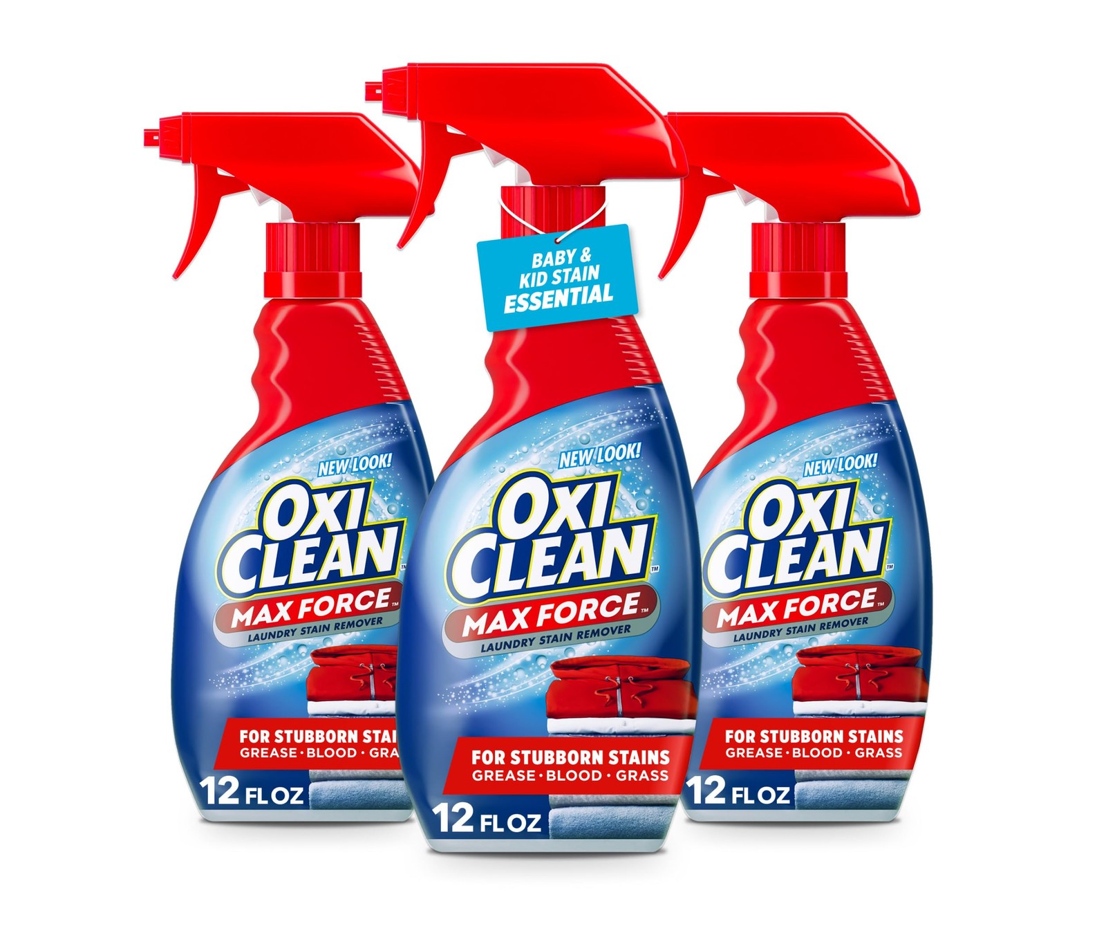 OxiClean Max Force Laundry Stain Remover Spray, Newborn 12 Fl Oz (Pack of 3)
