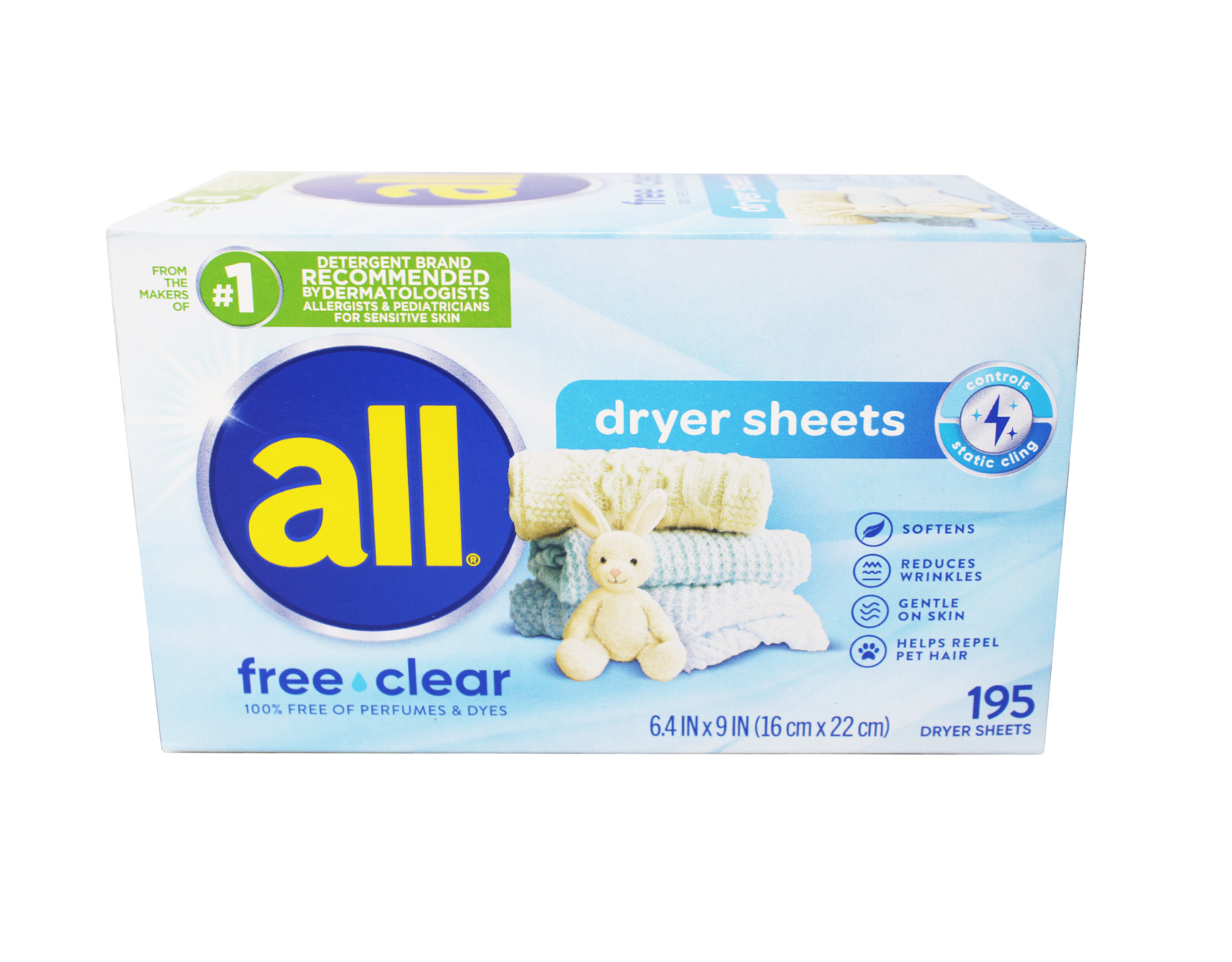 all Fabric Softener Dryer Sheets for Sensitive Skin Free Clear 195 Count 3 Pack