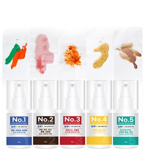 Fabric Stain Remover Spray Set 5 Pack Baby & Clothing Laundry Spot Cleaner Kit