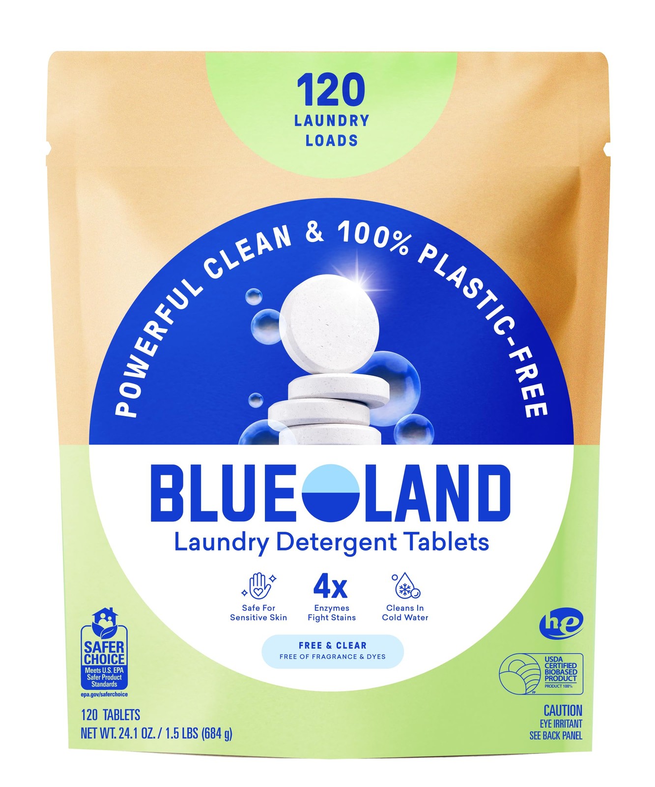 BLUELAND Laundry Detergent Tablets, 120 Count, 120 Count (Pack of 1)