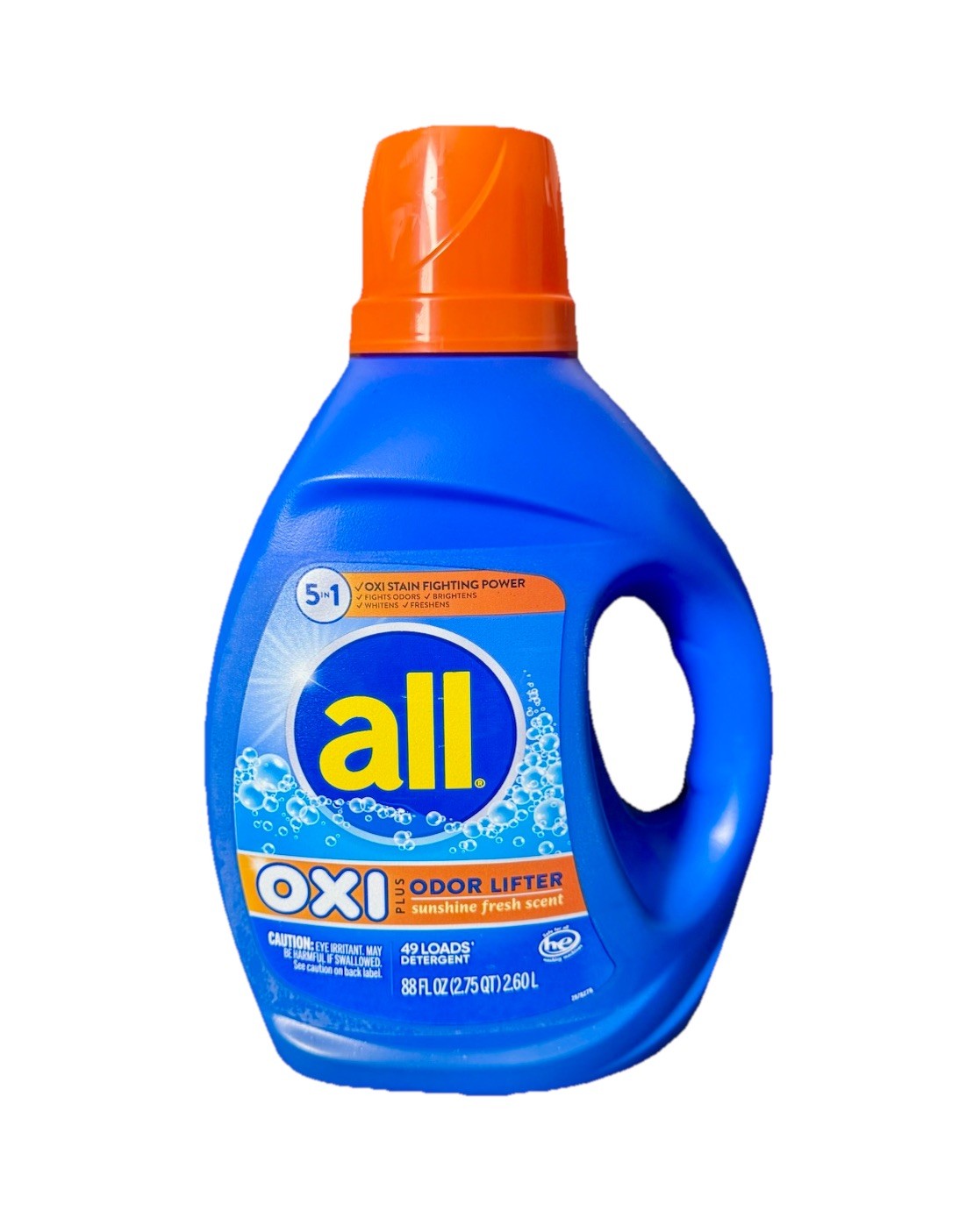 All Liquid Laundry Detergent, Sunshine Fresh Scent OXI Plus Odor Lifter 88 Oz