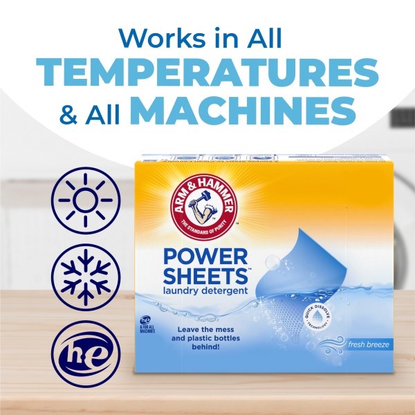 3 Pack ARM & HAMMER Power Sheets Laundry Detergent Fresh Breeze 35 ct 70 Loads