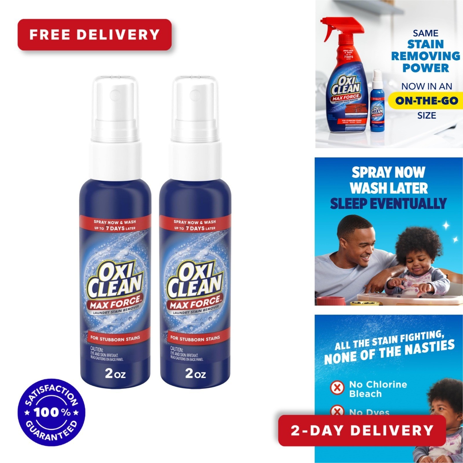 OxiClean Max Force Laundry Stain Remover Spray, 2 Pack, 2 fl oz