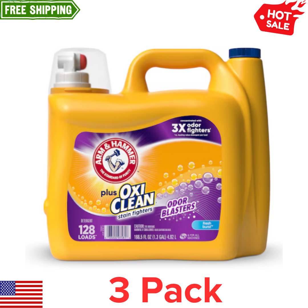 (3 pack)Arm & Hammer Fresh Burst HE Laundry Detergent 166.5 fl oz 128 Loads