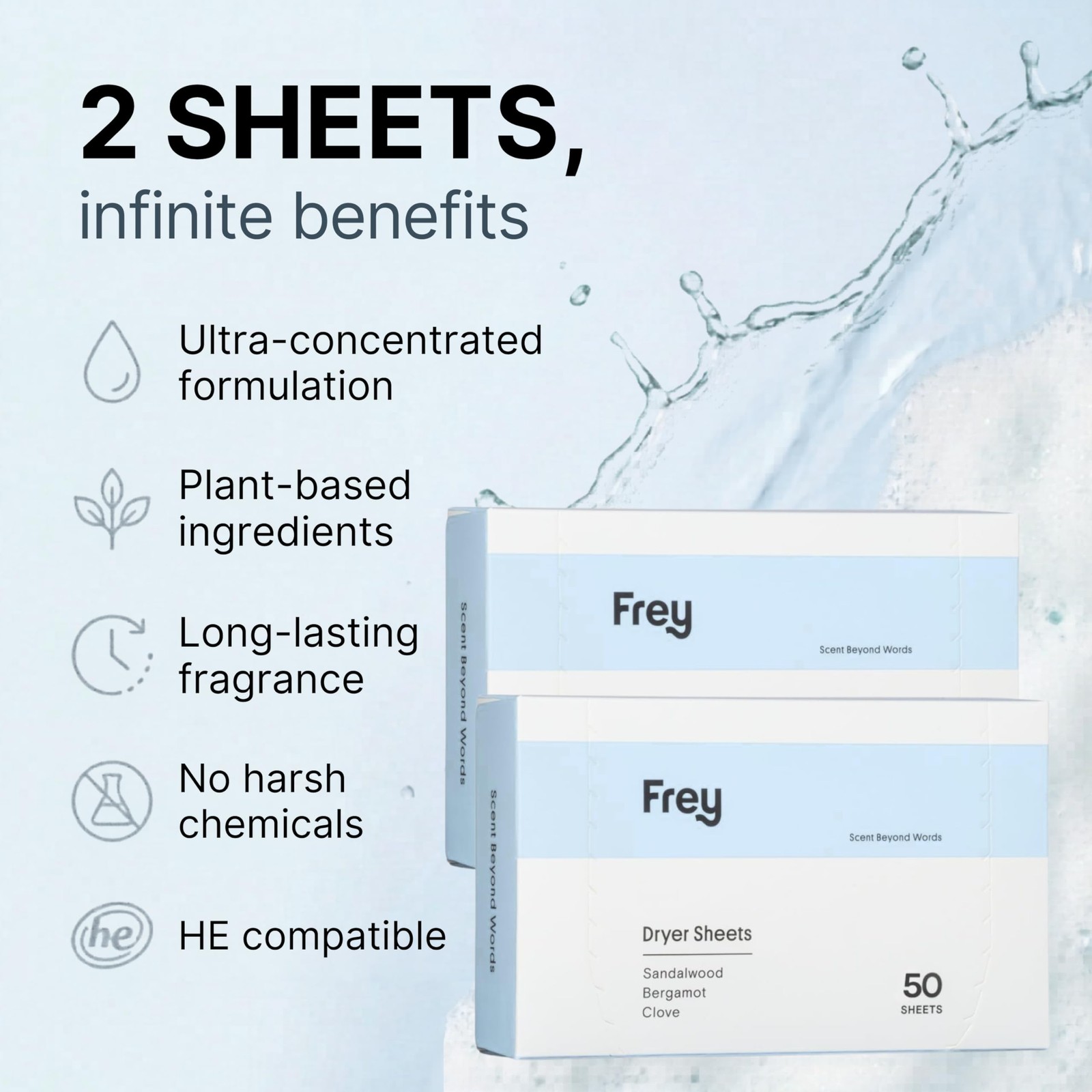 Frey Naturally Scented Dryer Sheets Eco Friendly Fabric Softener For Static