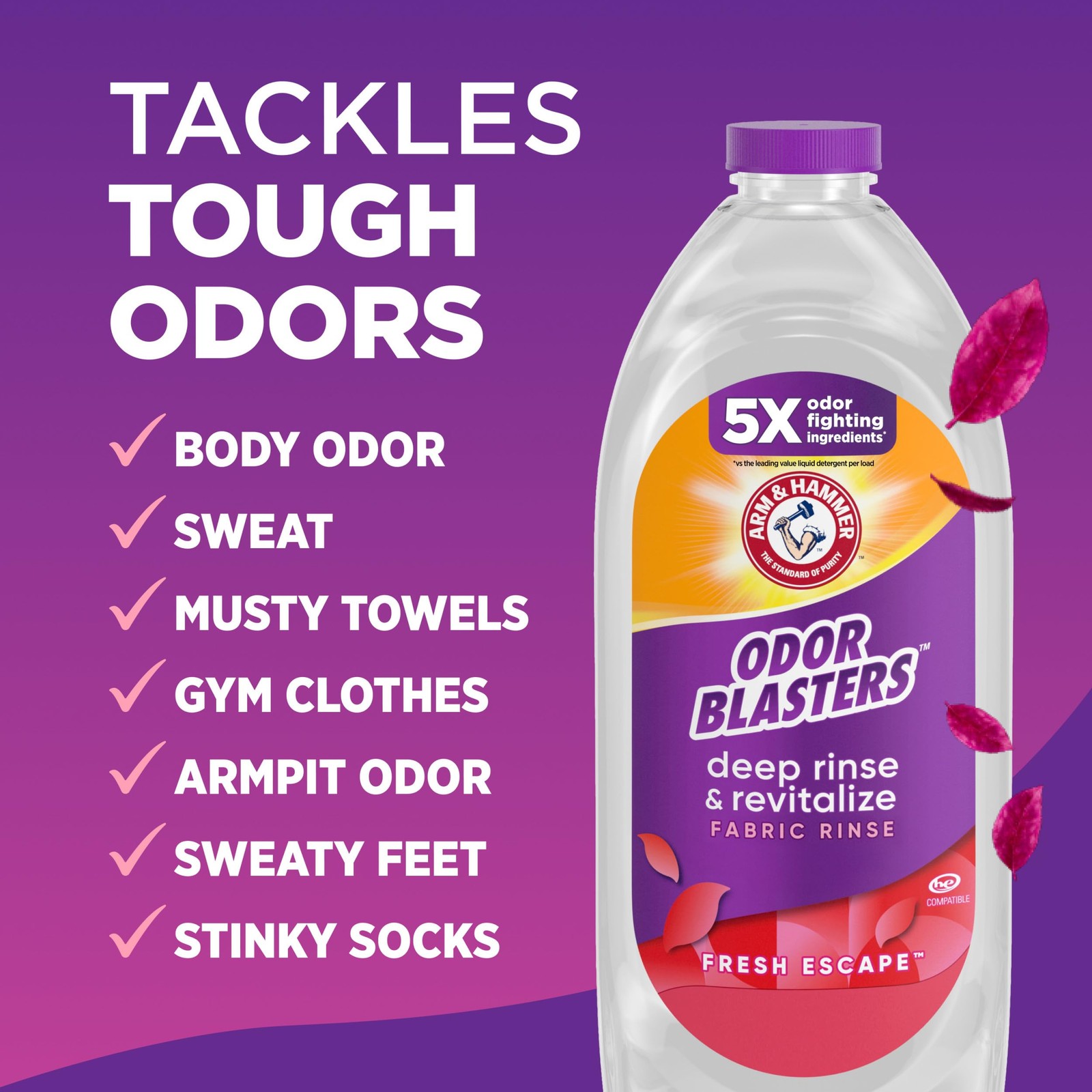 ARM & HAMMER Odor Blasters Fabric Rinse, Fresh Escape 50 Fl Oz (Pack of 1)