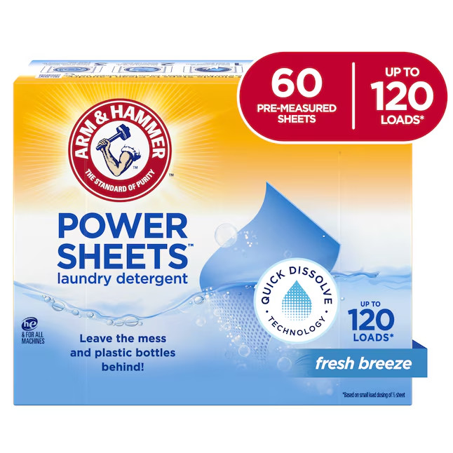 Arm & Hammer 60 -Pack Fresh Breeze HE Laundry Detergent 120 Loads 60 -Count