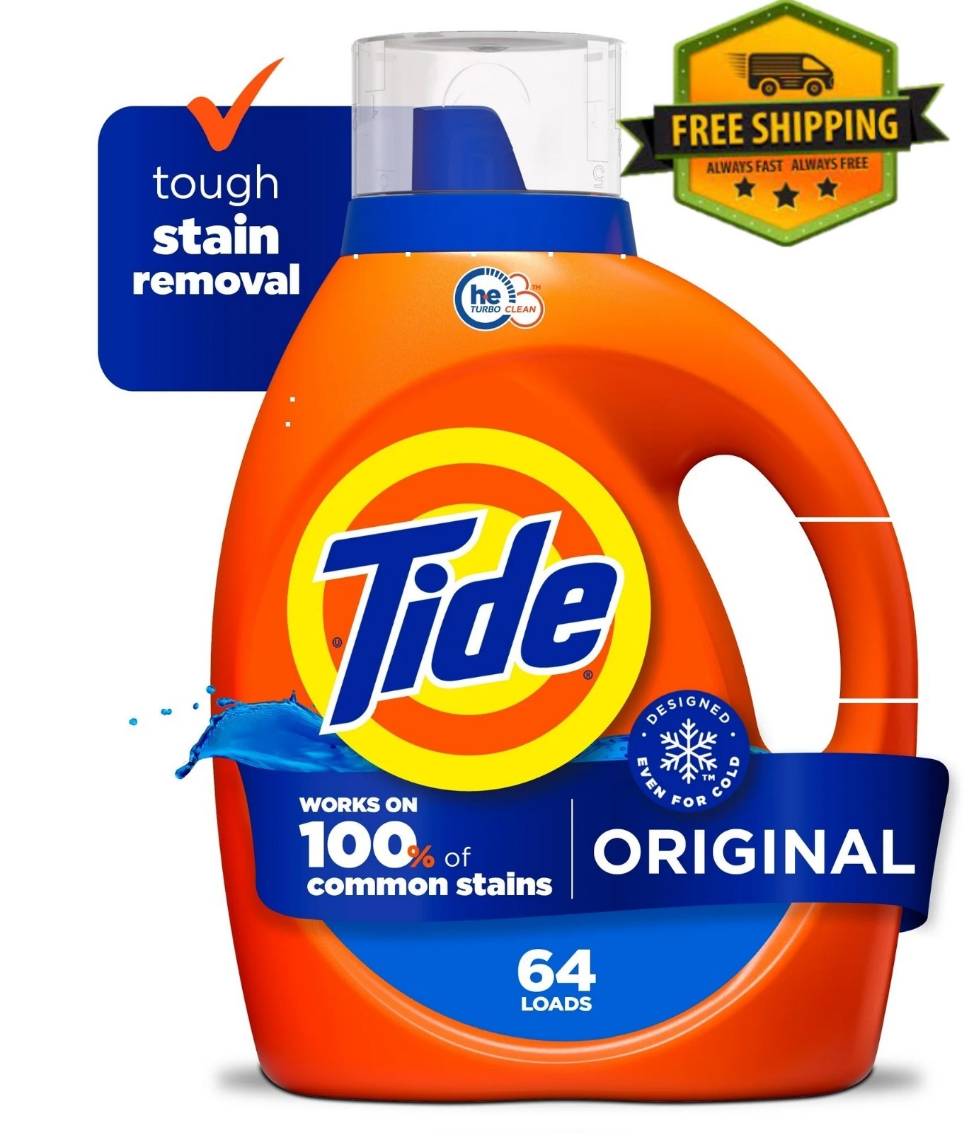 Tide Liquid Laundry Detergent, Original Scent, 84 oz, 64 Loads, HE Compatible