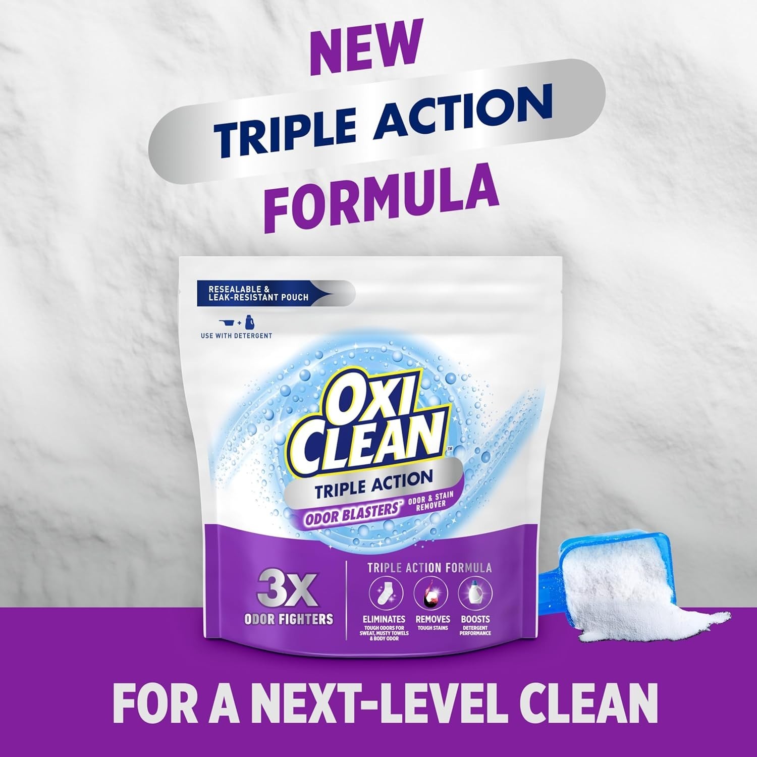Powerful 3X Odor Fighters – Triple Action Stain Remover Powder, 6.5 lbs
