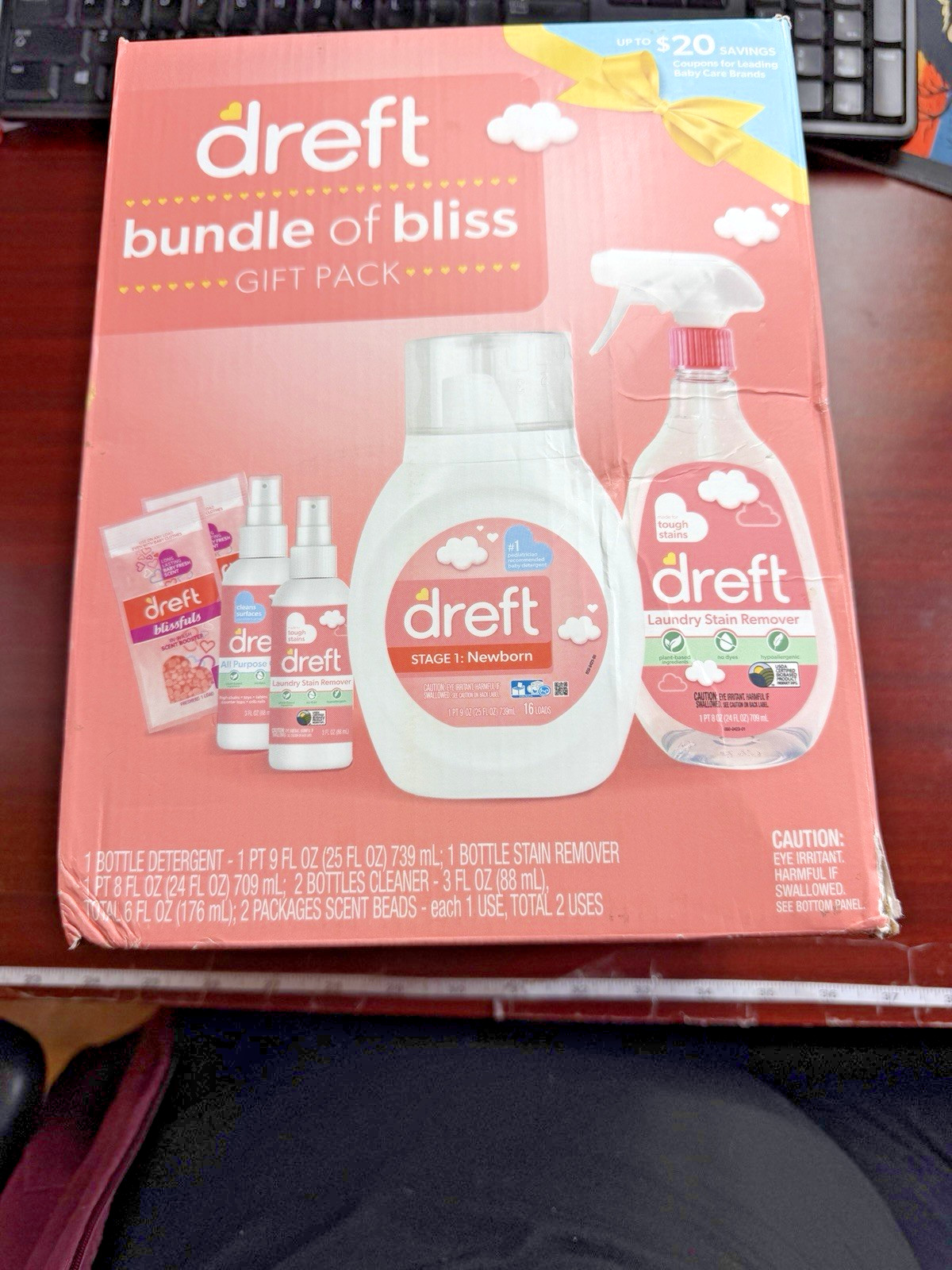 Dreft Stage 1 Newborn Liquid Laundry Detergent Stain Remover & Cleaner Bundle