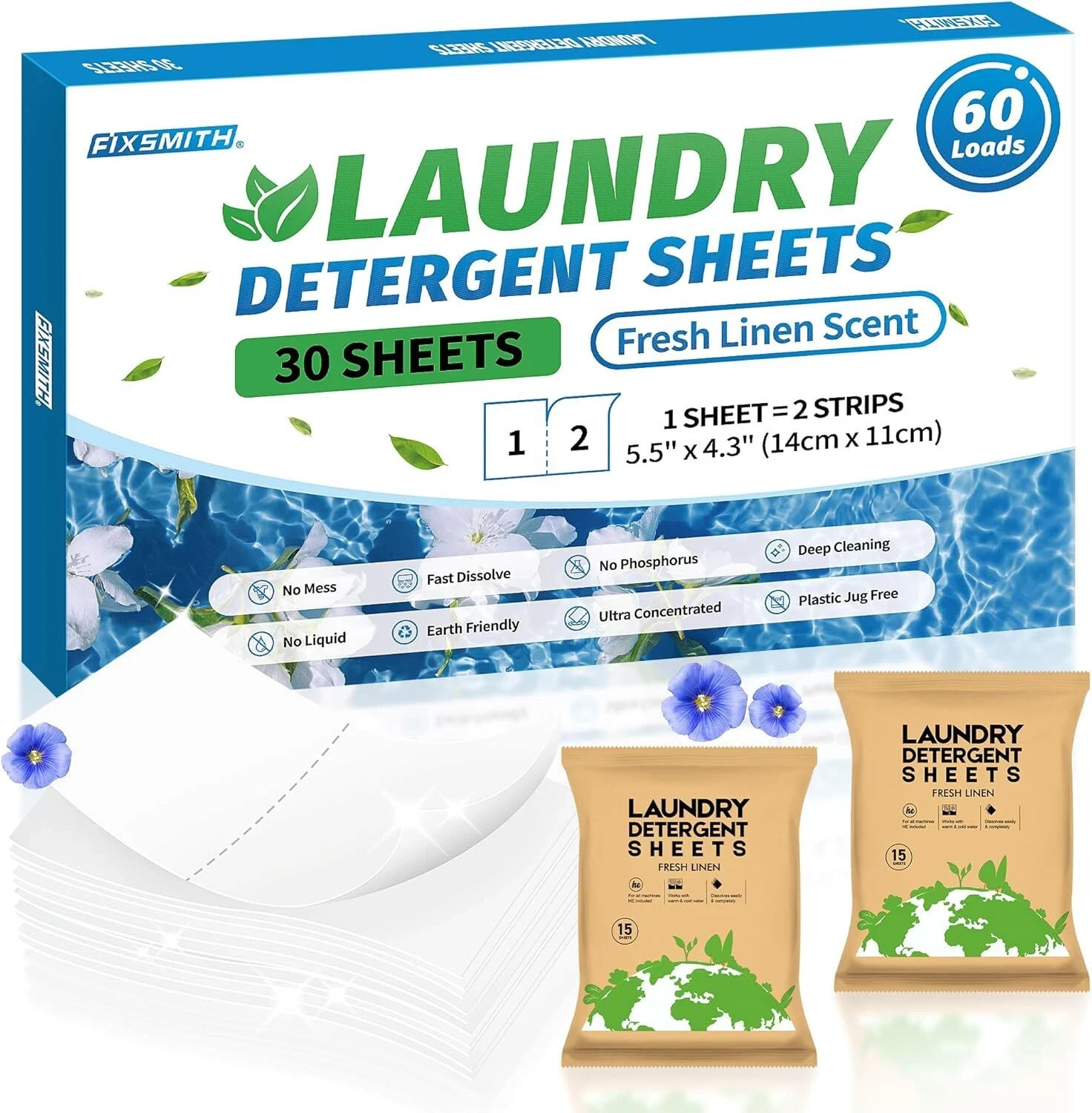 Laundry Detergent Sheets, 200 Loads Fresh Linen Scent Laundry Soap Washing No