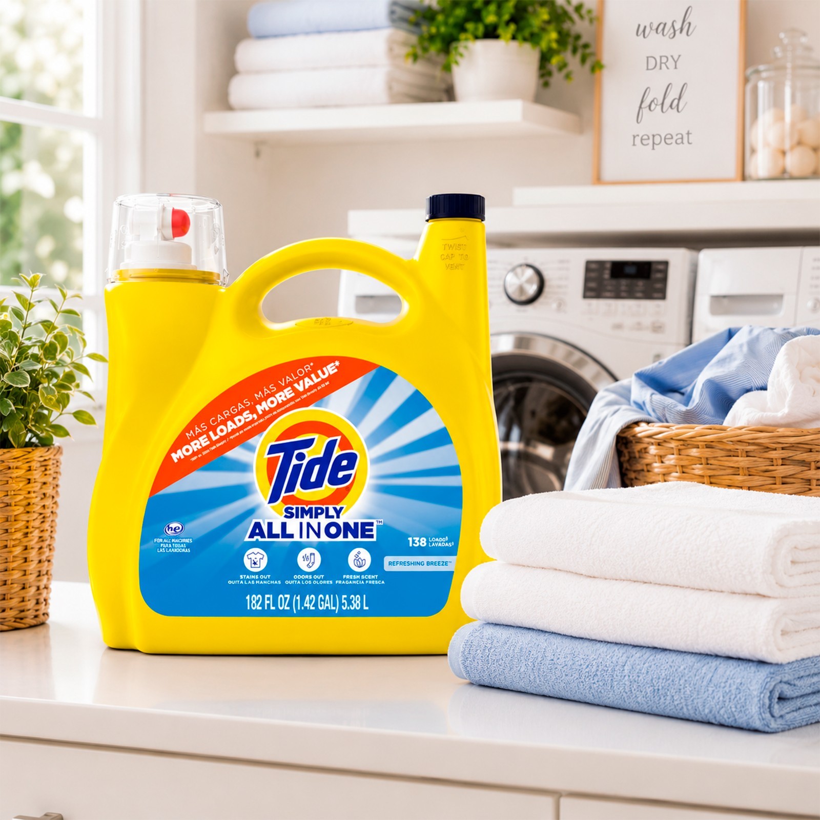 Tide Simply All in One Liquid Laundry Detergent Refreshing Breeze 182 fl oz HE