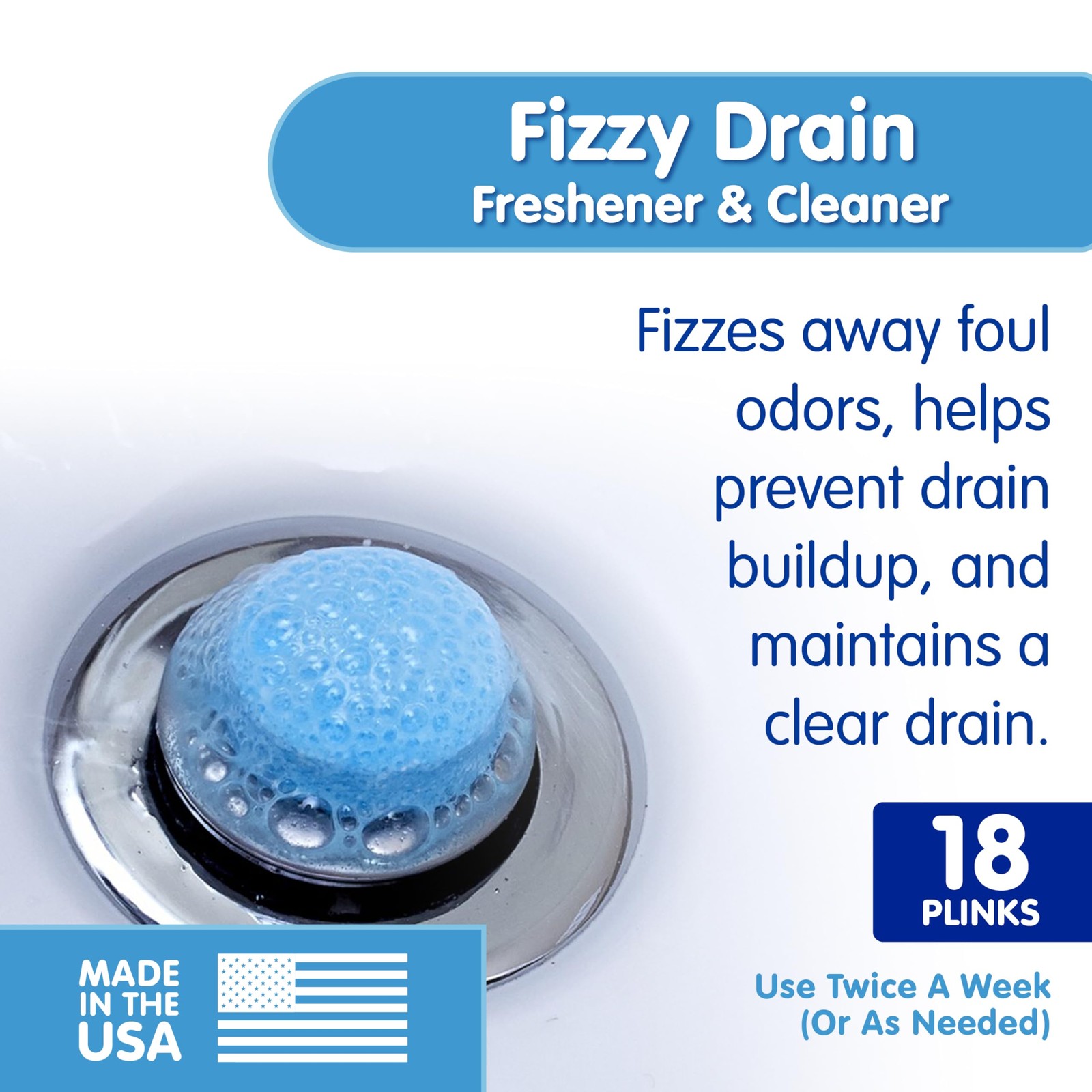 Plink Fizzy Drain Cleaner & Deodorizer Tablets, Lemon 6 Count (Pack of 3)