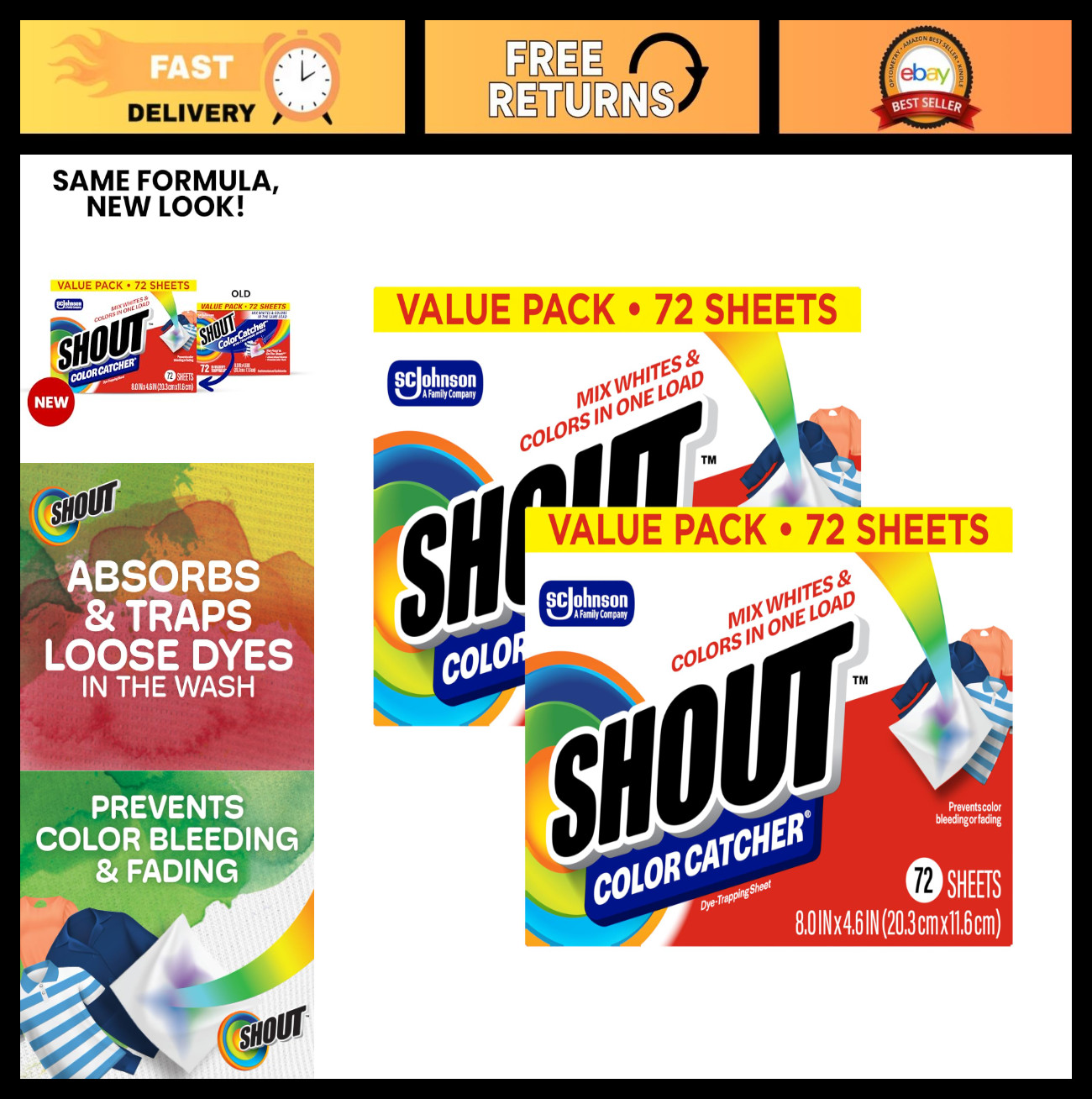 Color Catchers for Laundry – Prevent Color Runs, Mixed Washes, 144 Sheets Total