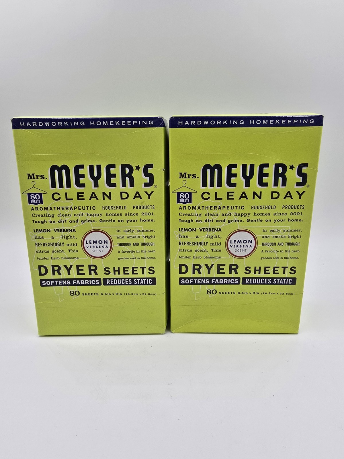 Mrs. Meyer’s Clean Day Dryer Sheets Lemon Verbena 80 Count Box – Lot of 2