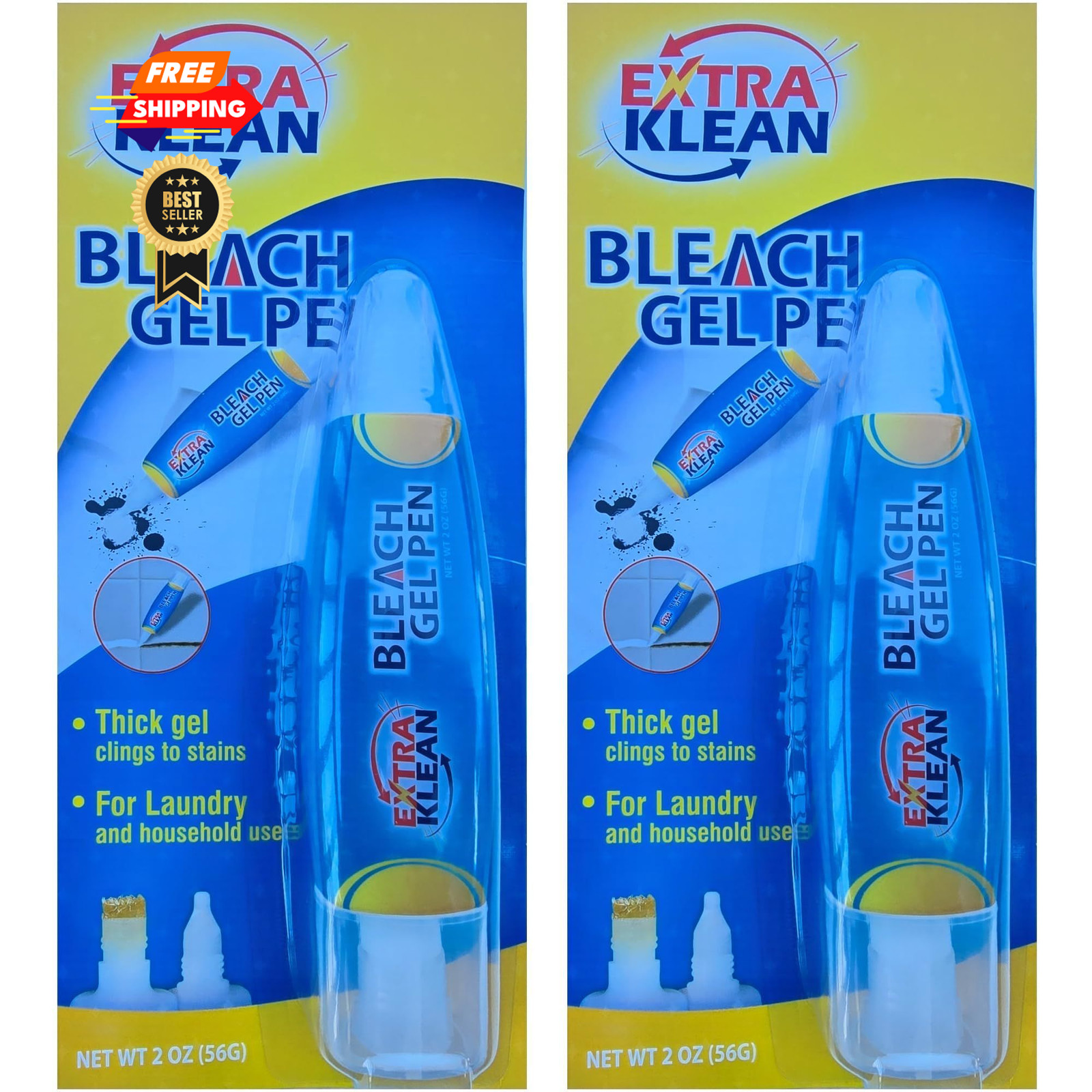 EXTRAKLEAN Bleach Gel Pen – Double-Ended 1.75 Fl Oz (Pack of 2), Milky white