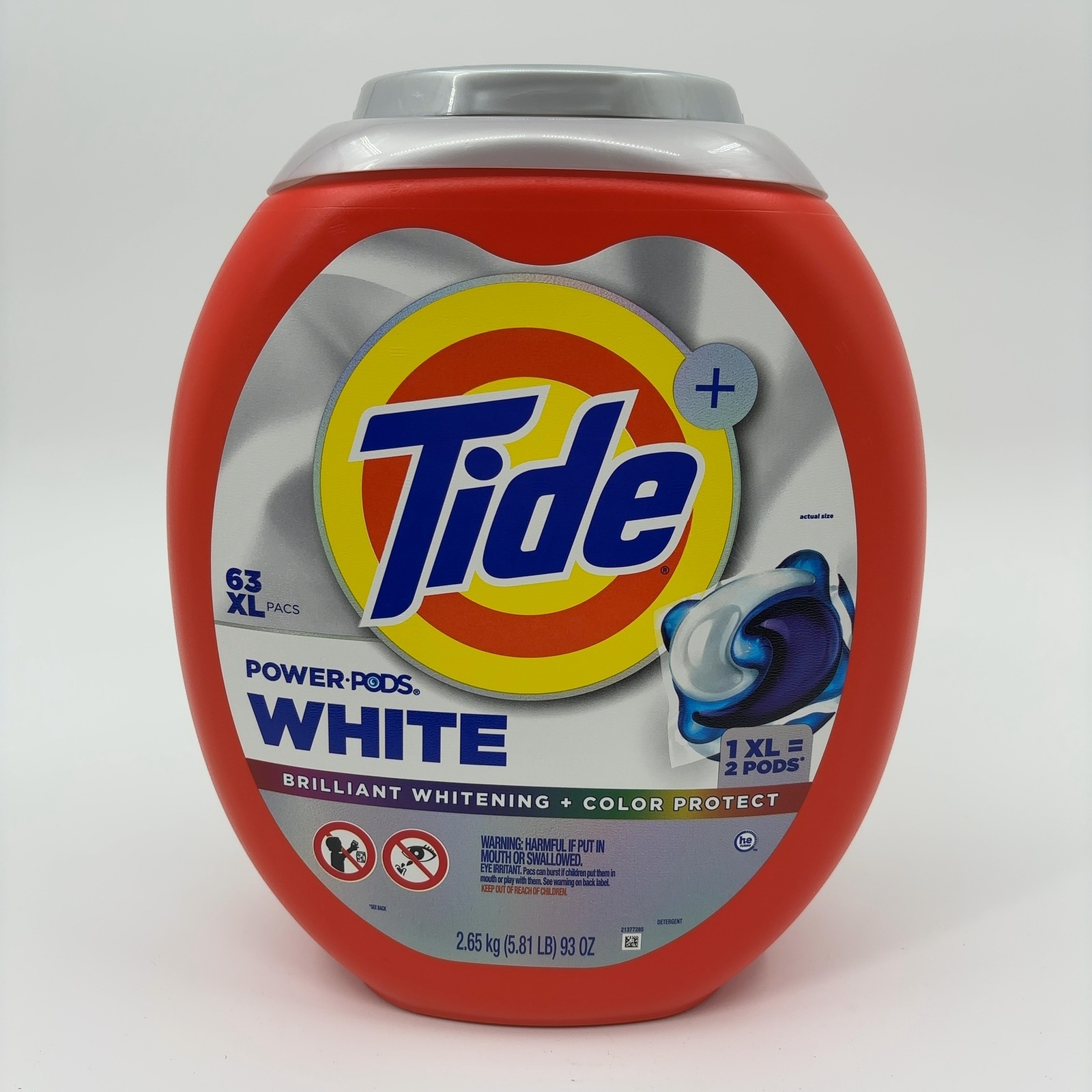 Tide Power PODS White Laundry Detergent Pacs 63 Ct XL Pacs Brilliant Whitening