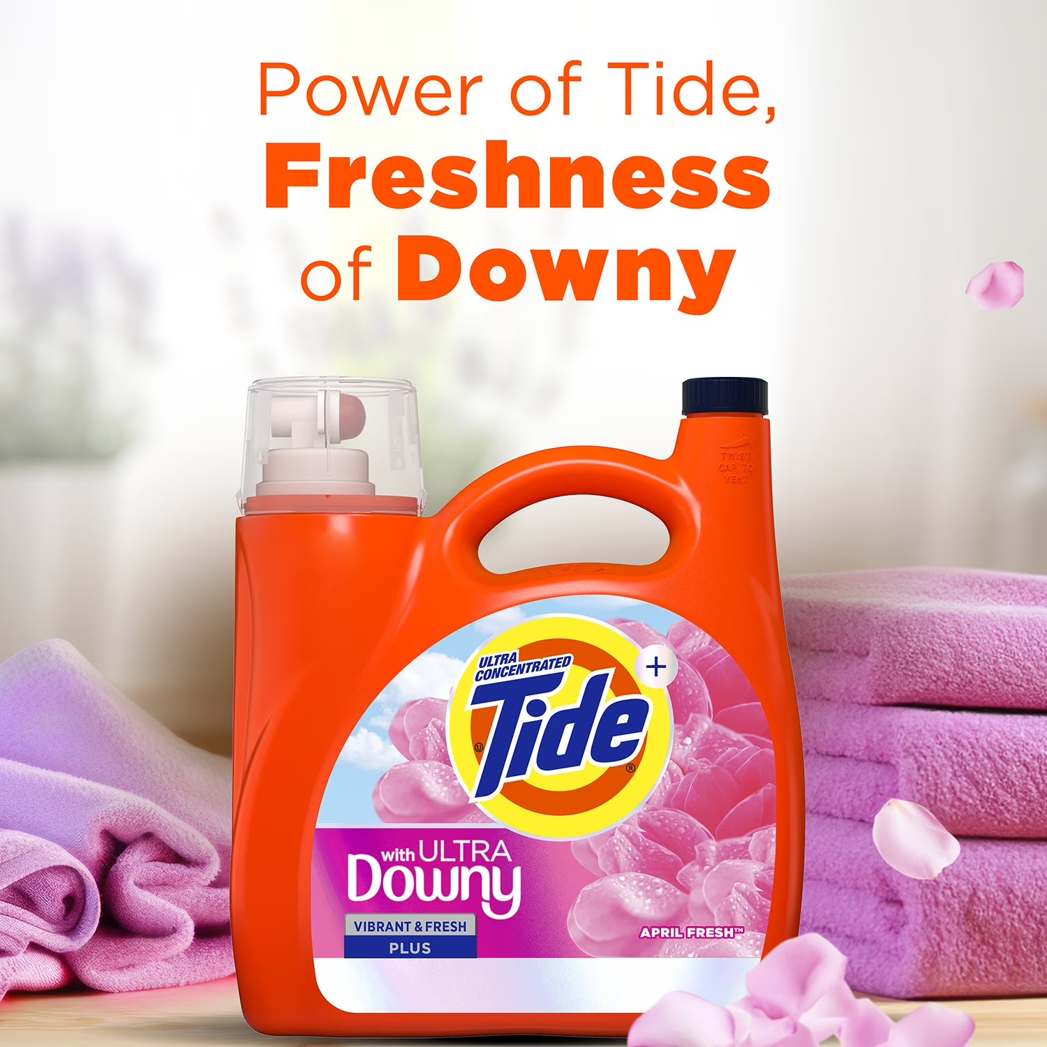 Tide with Ultra Downy Liquid Laundry Detergent, April Fresh Scent, 100 Loads,
