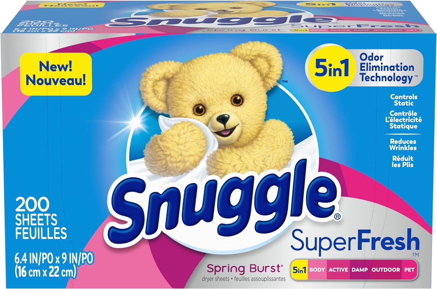 Plus SuperFresh 200 Dryer Sheets – Snuggly Softness & Odor Control, Spring Burst