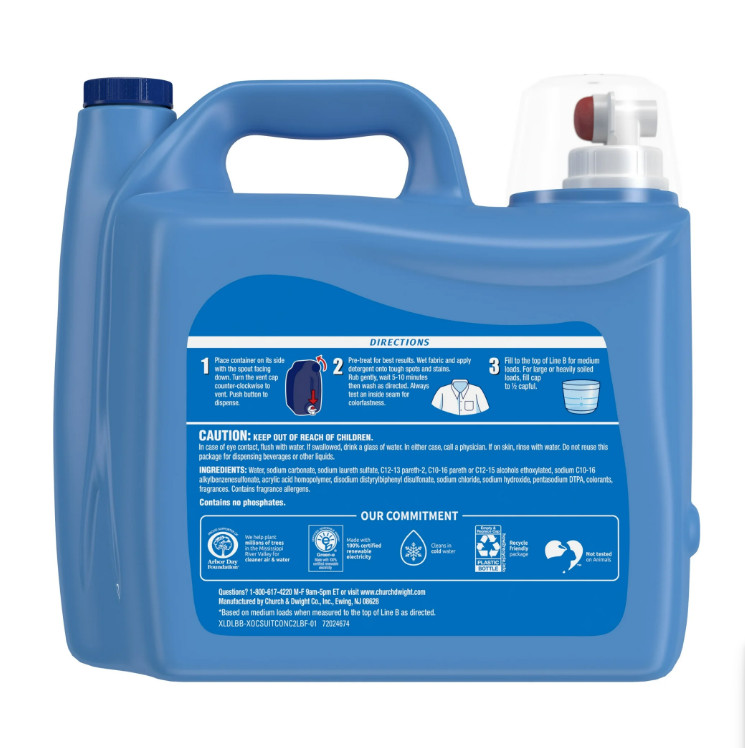 4 PACK Xtra Plus OxiClean, 131 Loads Liquid Laundry Detergent, 203.1 fl oz