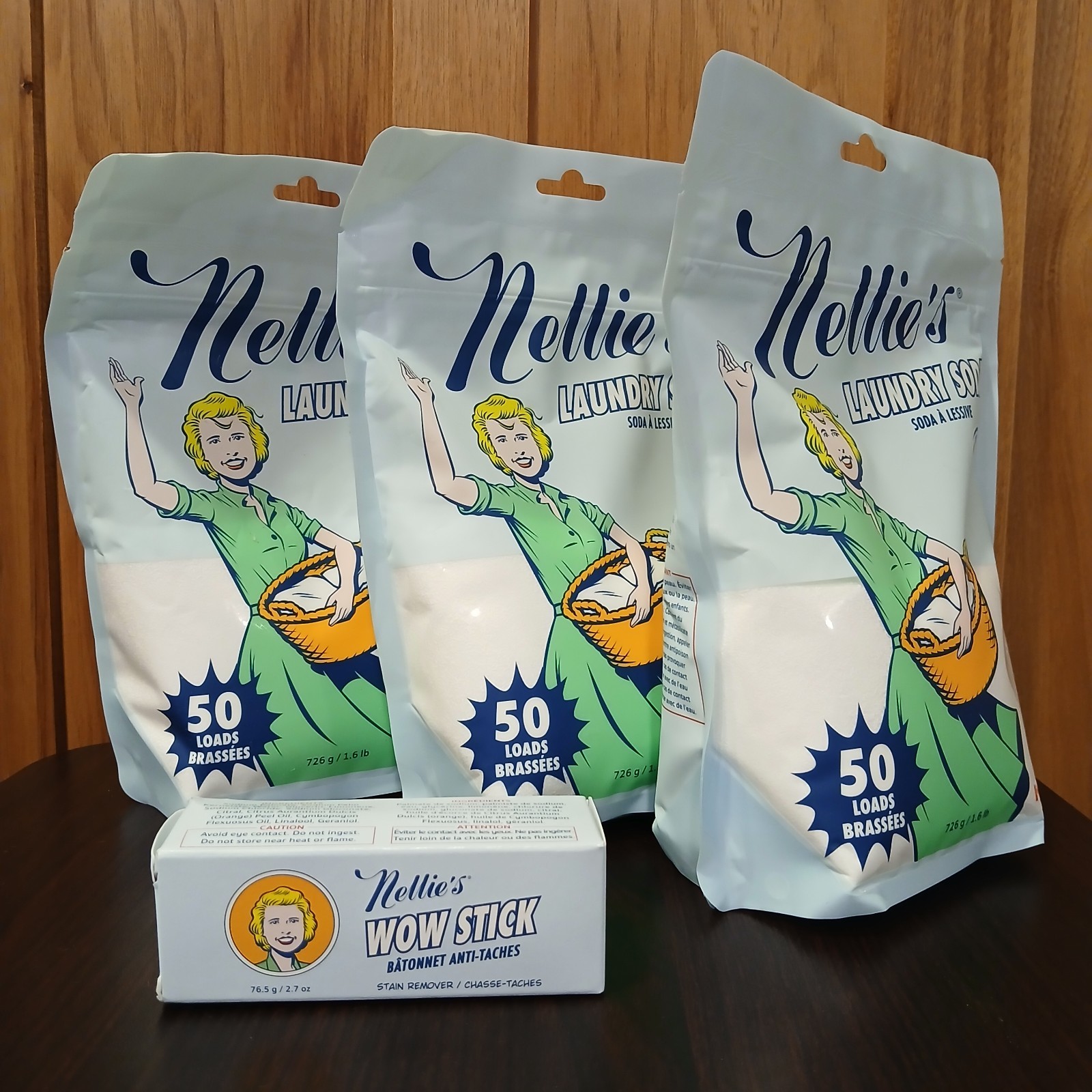 Nellie’s Laundry Detergent Soda – 3- 50 Load = 150 Loads & WOW Stick