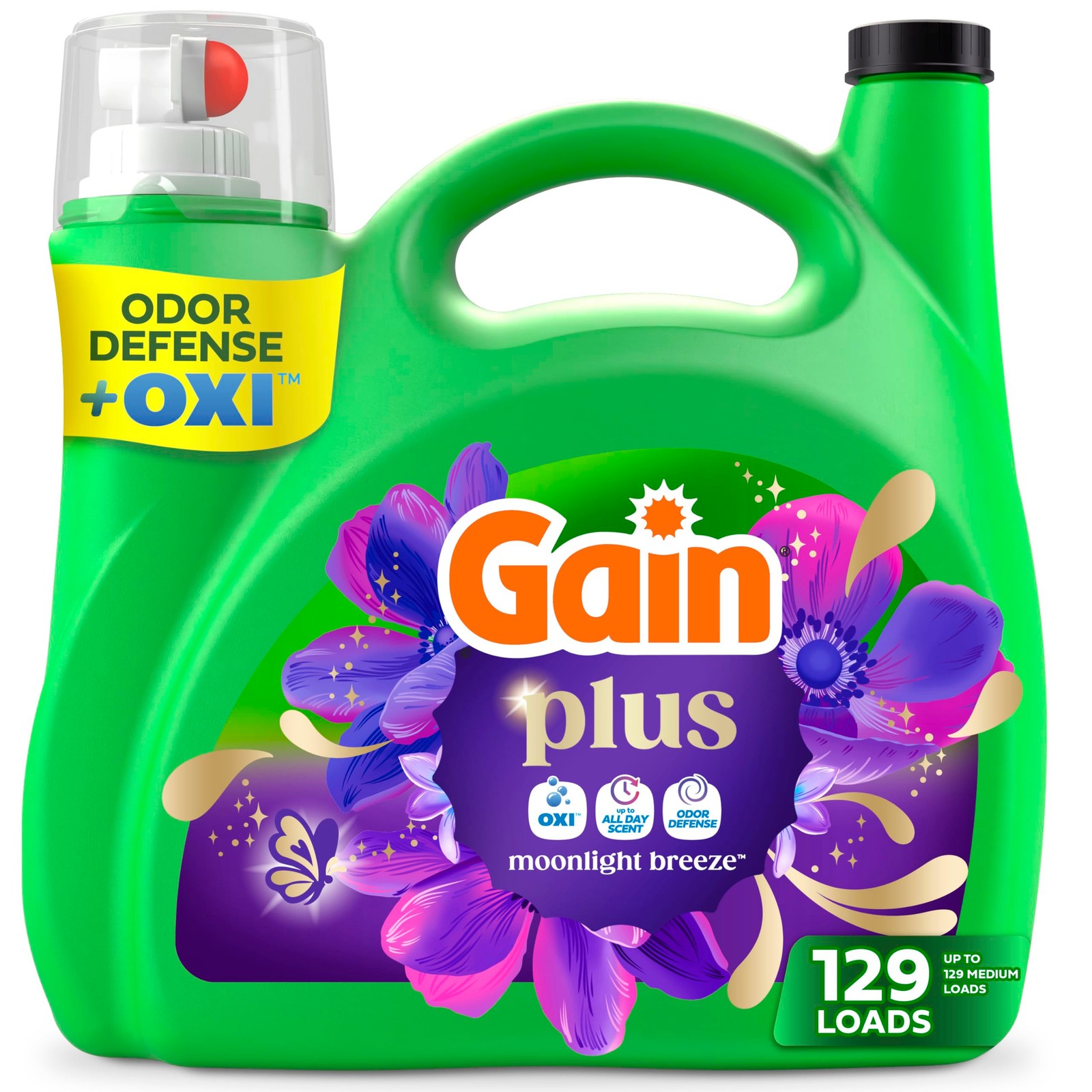Gain Plus Liquid Laundry Detergent, Cleaner, Fresher, Now with Oxi, Moonlight Br