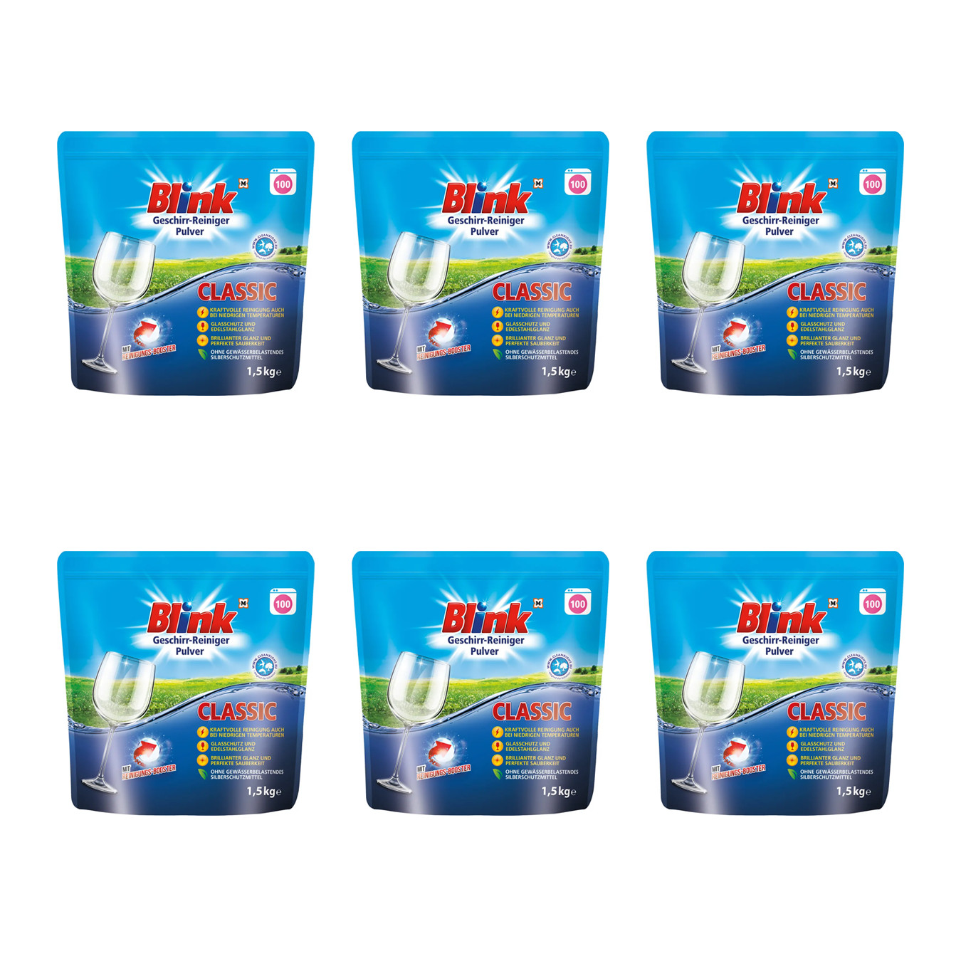 6 x 1500g Blink Dishwasher Powder Classic
