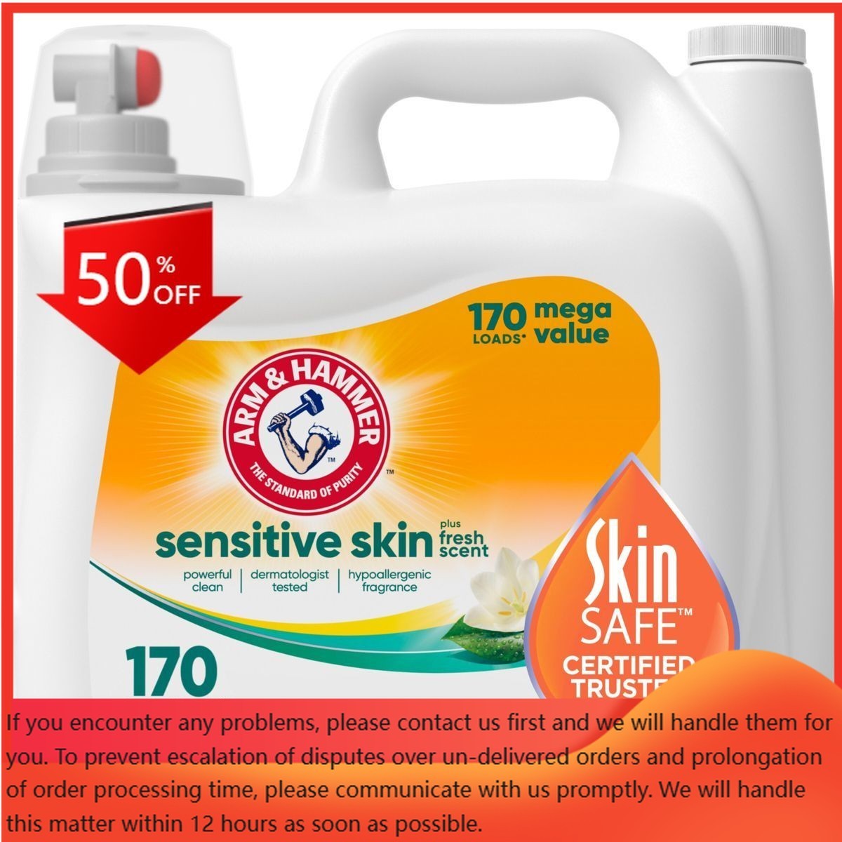 Arm & Hammer Hypoallergenic Fresh Scent for Sensitive Skin 170 Loads – 170 fl oz
