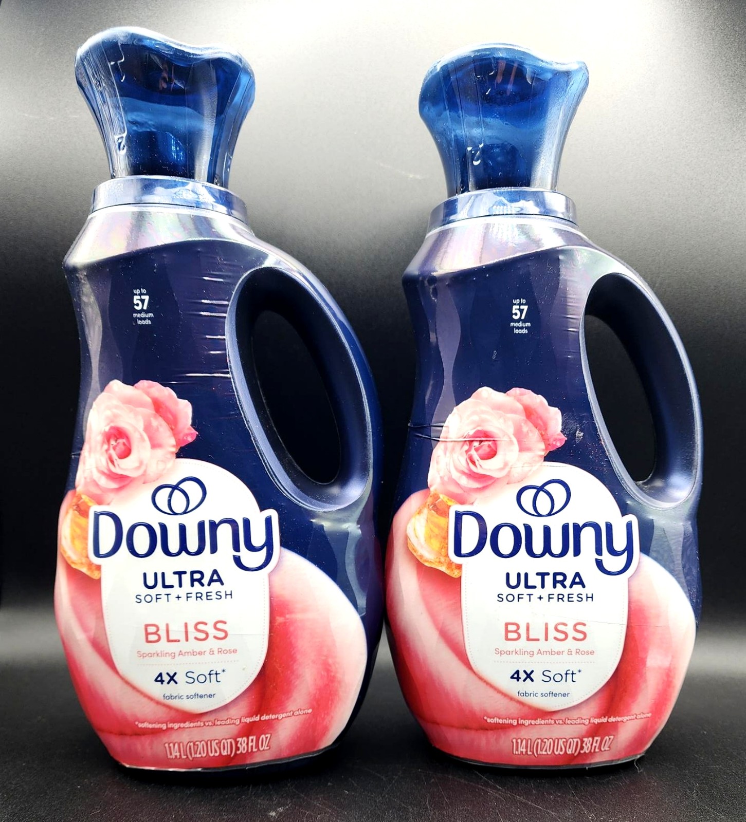 2 Downy ULTRA BLISS Sparking Amber & Rose Fabric Conditioner Softener 38 oz Ea