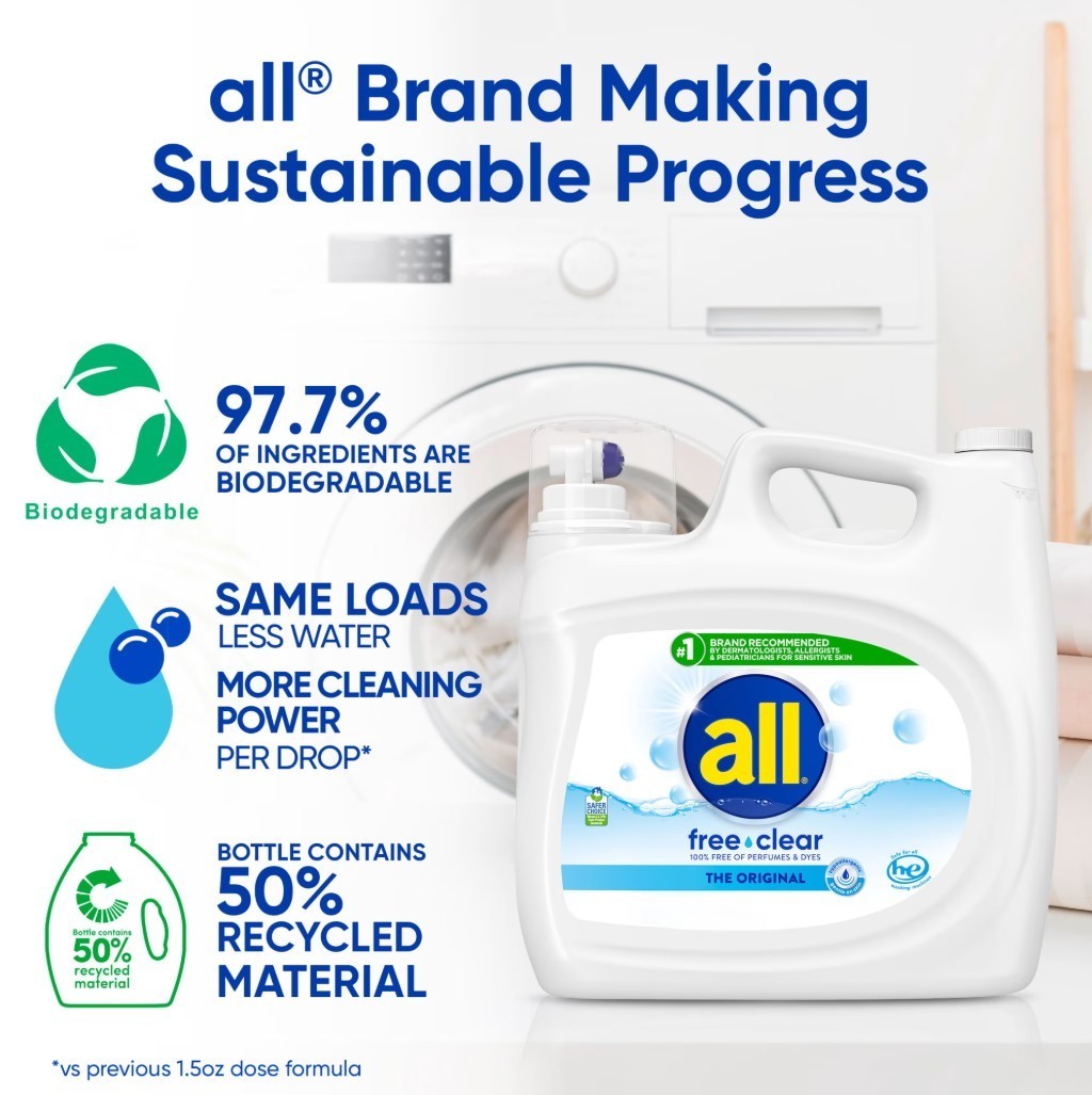 all Free Clear Liquid Laundry Detergent, 154 oz, 123 Loads