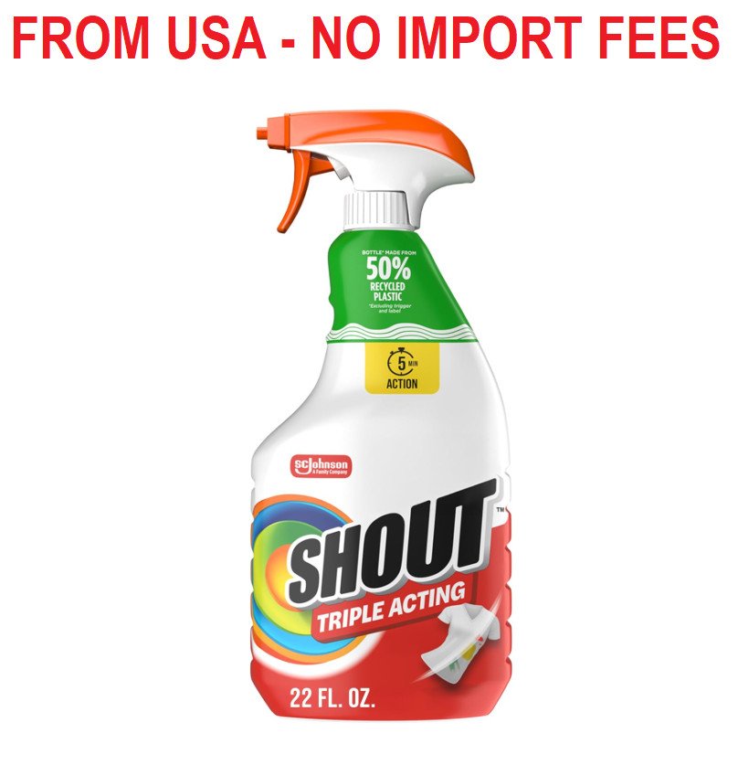 Shout Active Enzyme Laundry Stain Remover Spray, Triple-Acting Formula Clings, P