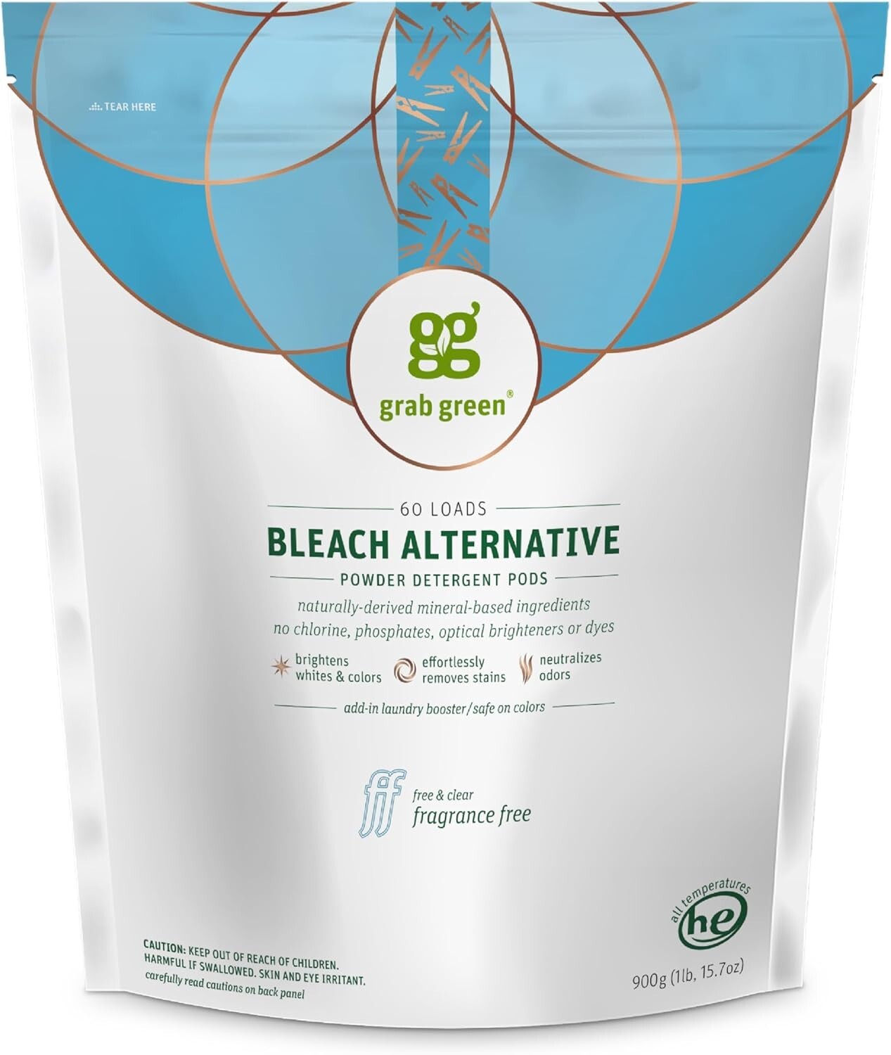 60 Count Chlorine-Free Bleach Alternative Pods – Safe & Fragrance-Free Cleaning