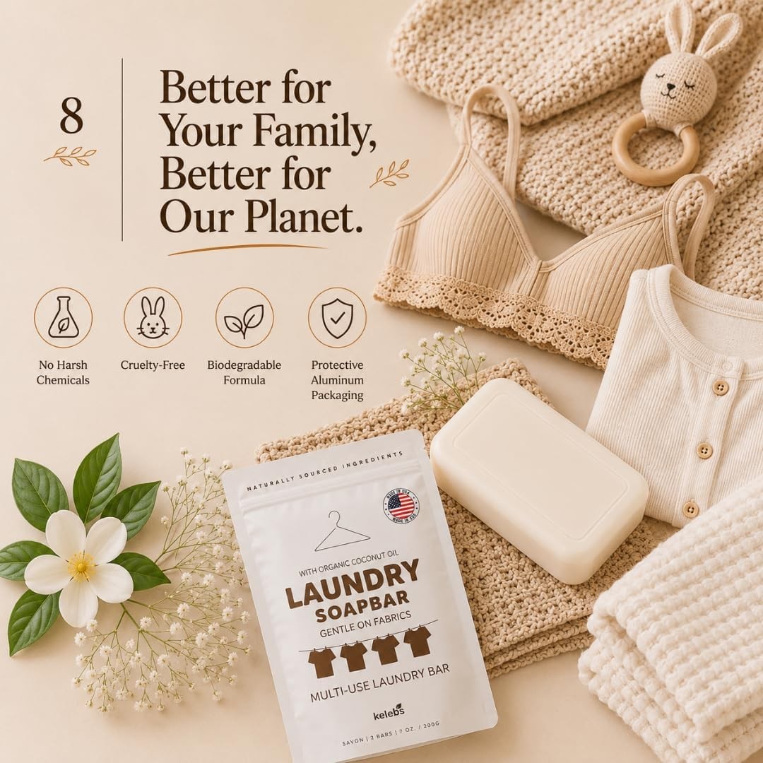 Kelebs Natural Laundry Soap Bar for Sensitive Skin with Organic Coconut –