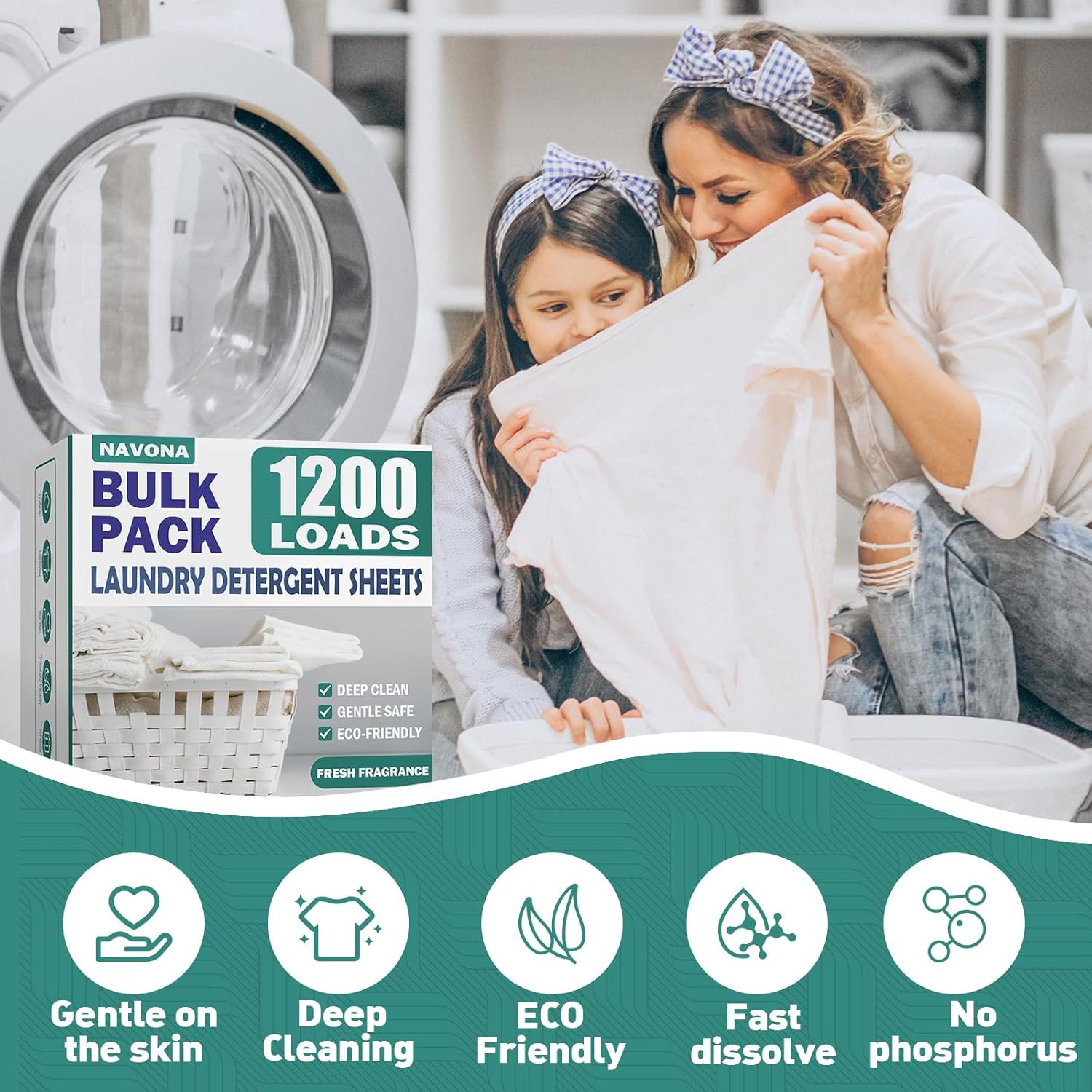 1200 Loads Laundry Detergent Sheets, Eco-Friendly Laundry Sheets, Powerful Clean