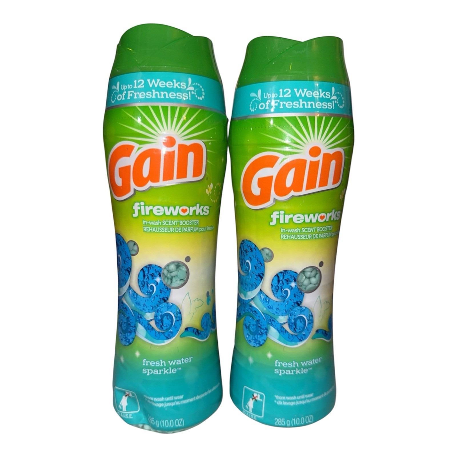 2X Gain Fireworks Fresh Water Sparkle In Wash Scent Booster 10 Oz Each New