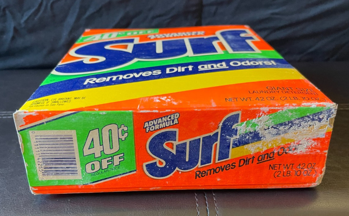 SURF Laundry Detergent Powder Soap Giant Size 42oz Sealed Vintage 1990’s Prop Ad