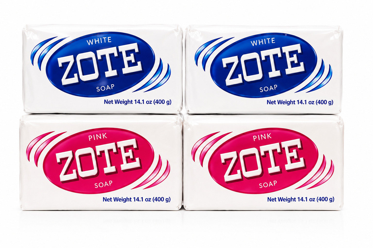 4 Pack Zote White & Pink Laundry Soap Bars 14.1 Oz Each Mixed Bundle