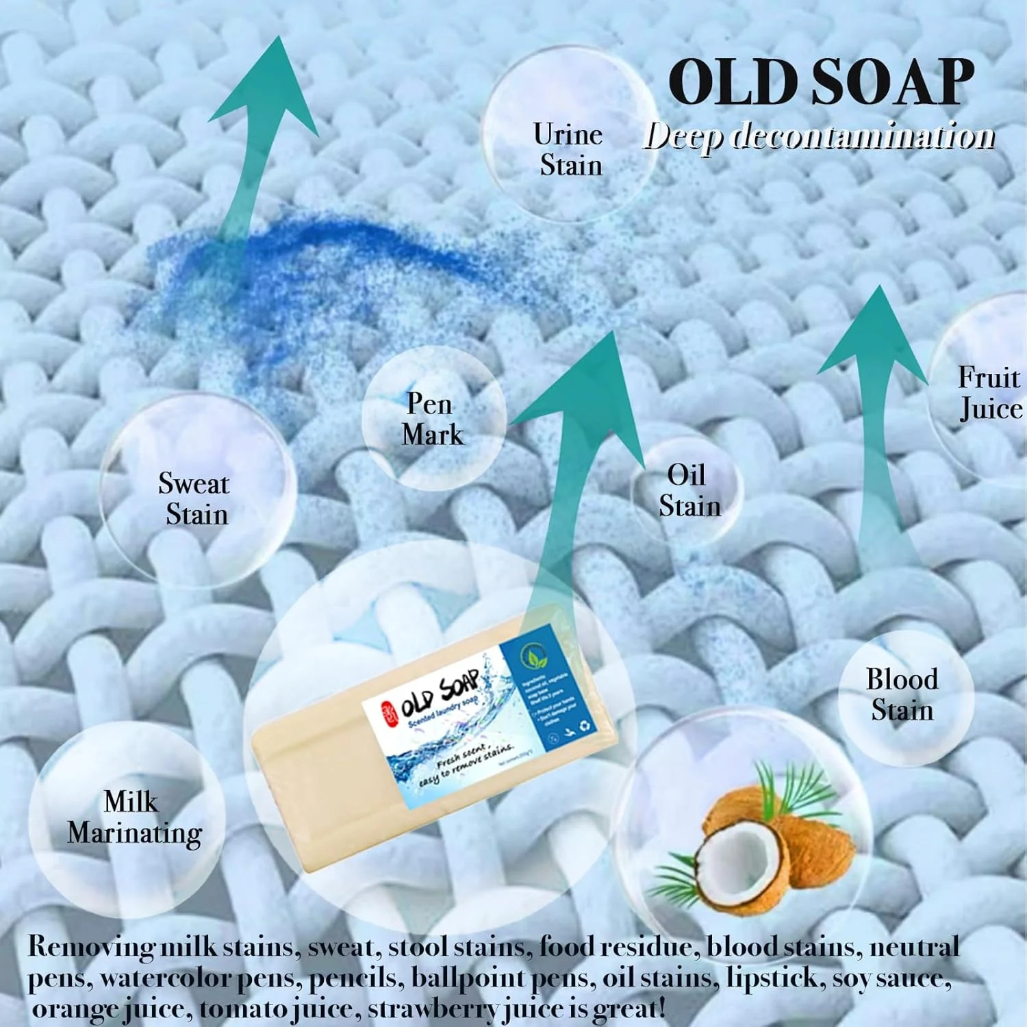 2PCS Canal Old Soap with Brush,Chinese Soap Bar Stain Remover,Powerful Cleaning