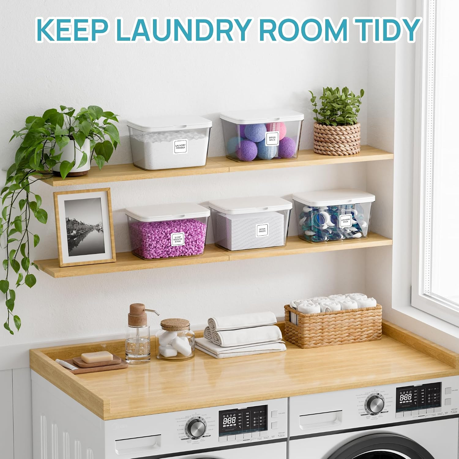 Vtopmart 4 Pack Laundry Pods & Detergent Container, Dryer Sheet Holder | Clear L