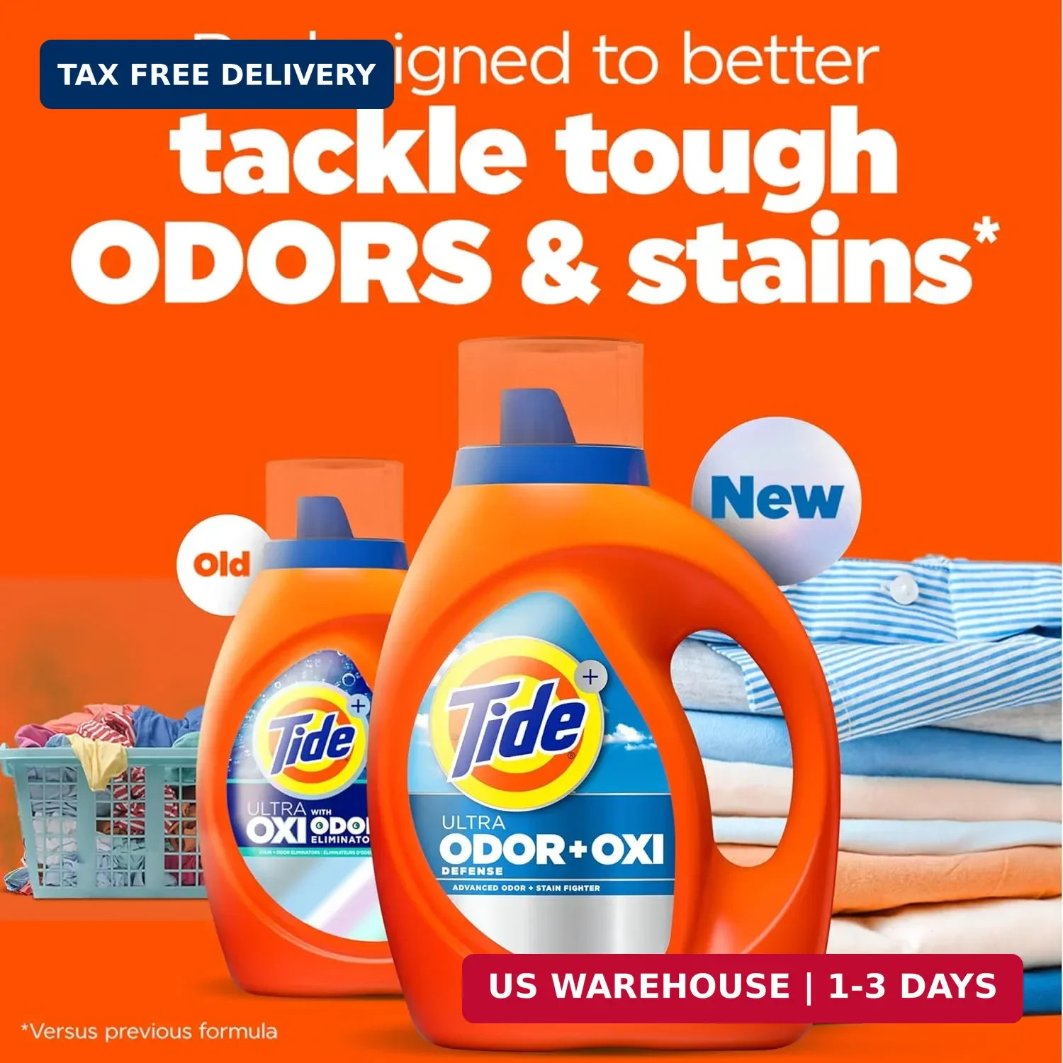 Tide Ultra Odor Defense Plus Oxi Liquid Laundry Detergent, 148 fl oz, 105 Loads,