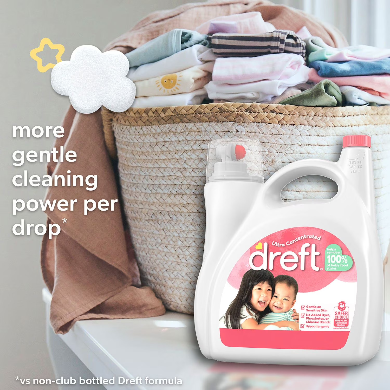 Dreft Baby Liquid Laundry Detergent 170 fl oz 125 Loads HE Compatible Formula.