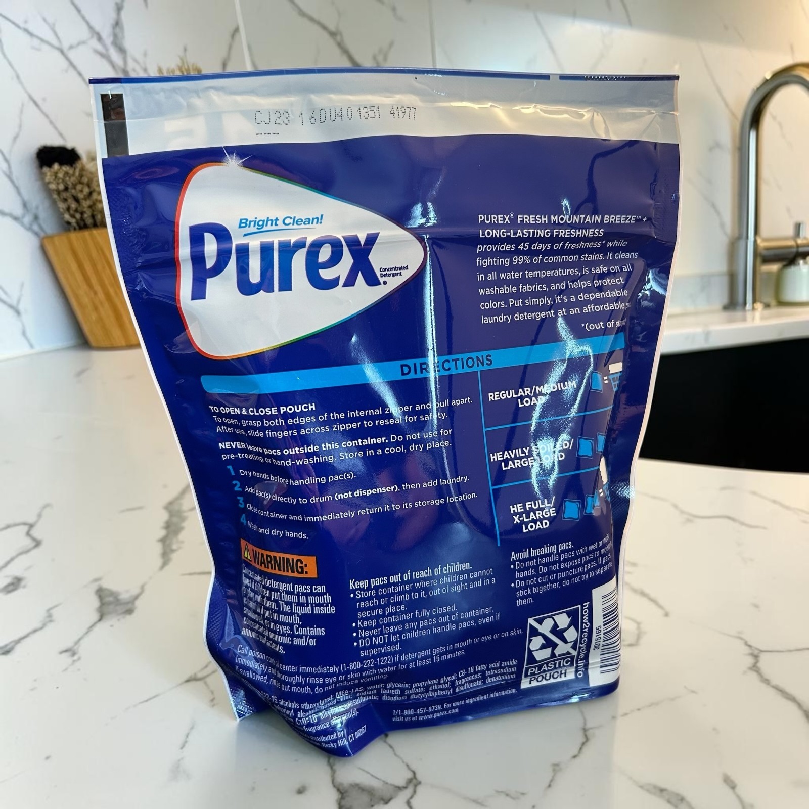 Lot of 3 Purex 4 in 1 Laundry Detergent Pacs Fresh Mountain Breeze 63 Total Pacs