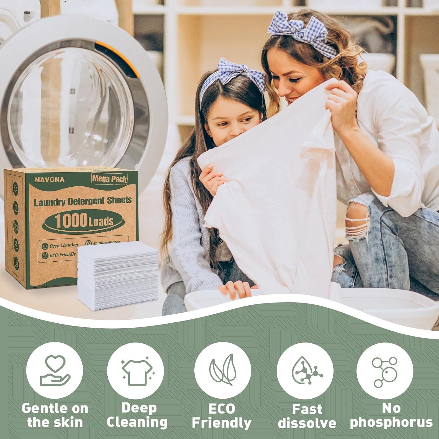 1000 Loads Mega Pack Laundry Detergent Sheets, Fresh Scent | Eco-friendly Lau…