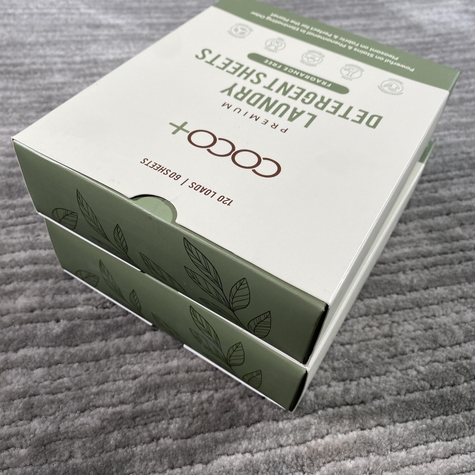COCO+ Premium Laundry Detergent Sheets 2 Pack 120 Loads Fragrance Free Eco