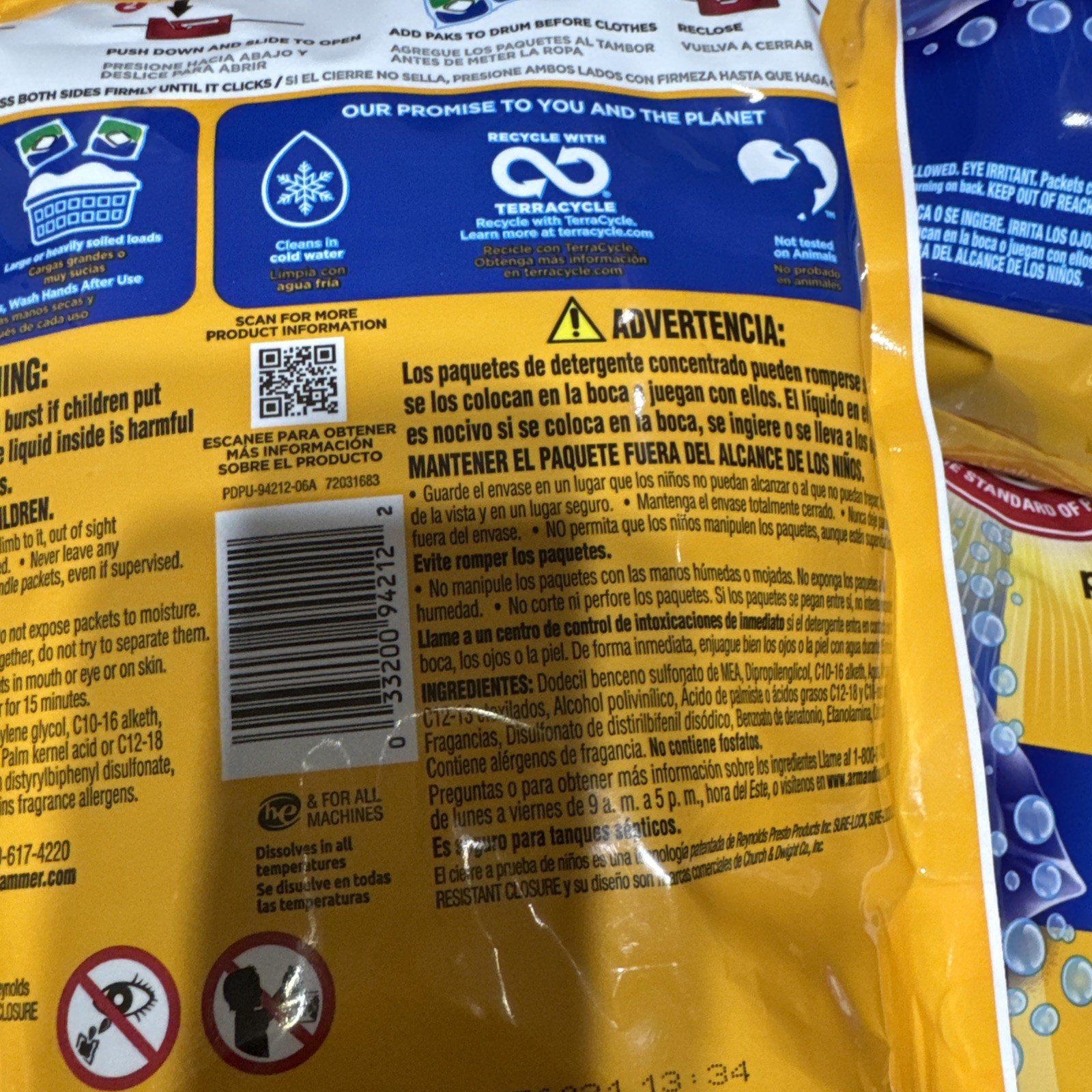 4x Arm & Hammer 5-in-1Detergent Pacs Fresh Scent 42 Count Stain Remover Power