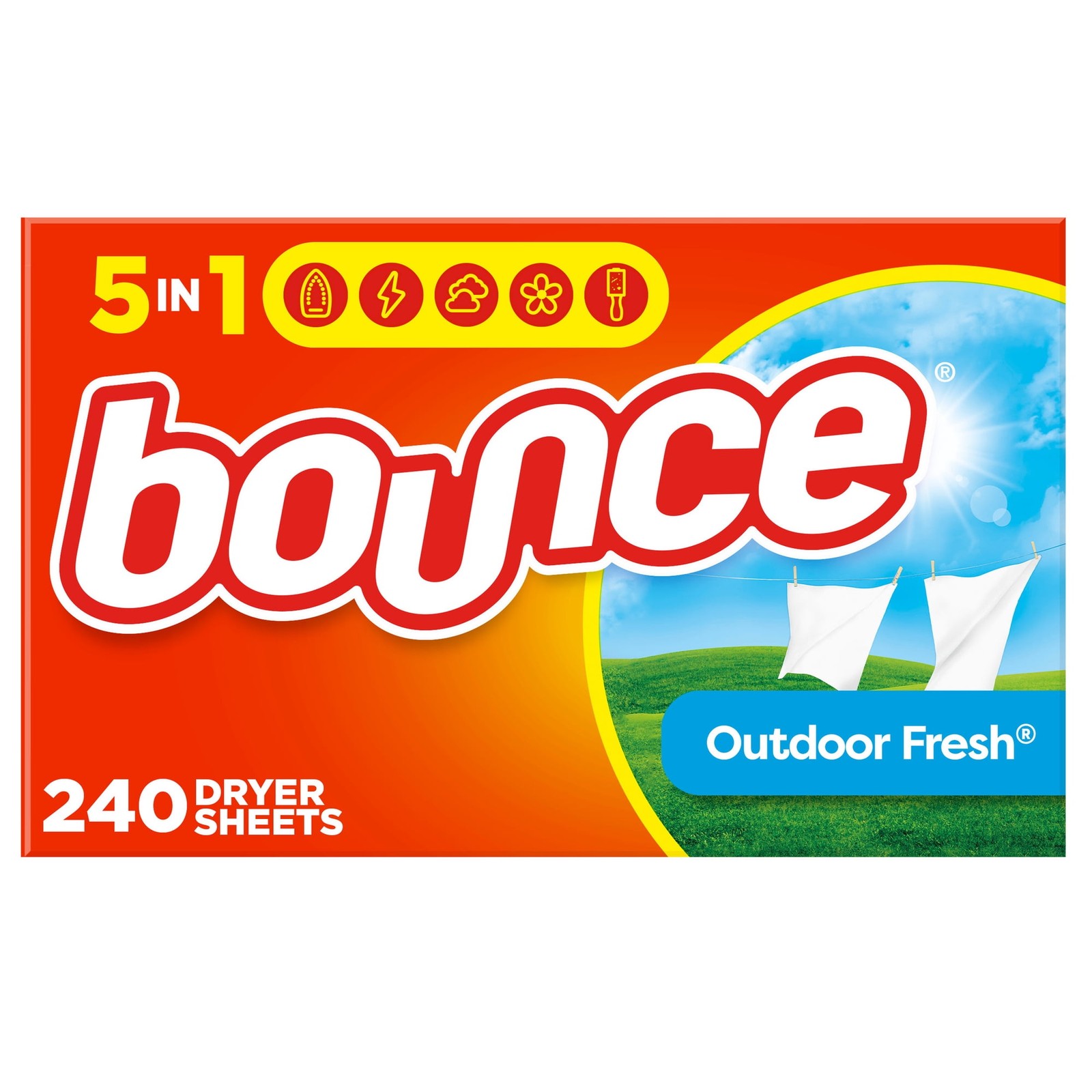 Bounce Dryer Sheets Laundry Fabric Softener Sheets , Outdoor Fresh, 240 Count