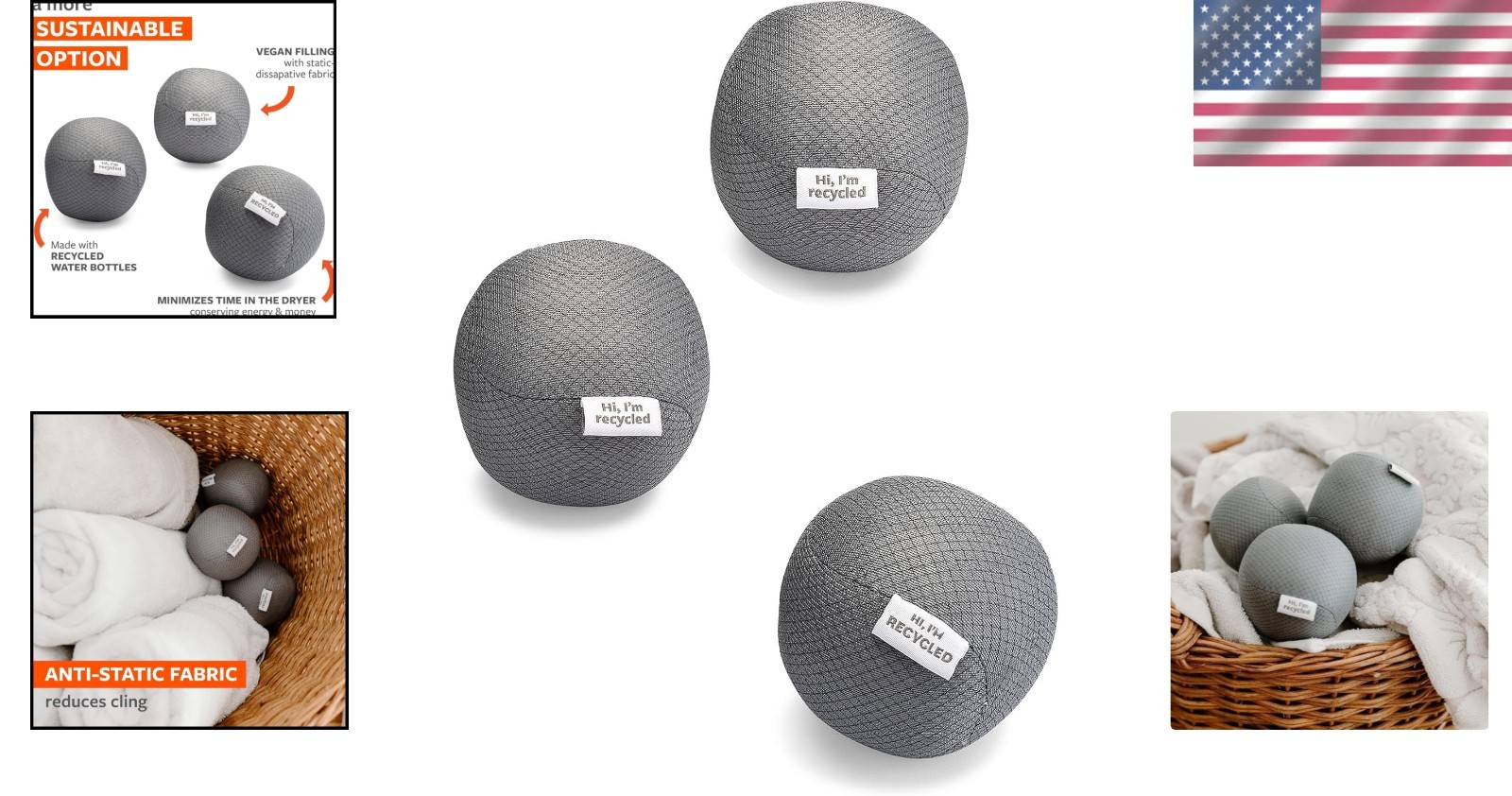 Set of 3 Anti-Static Dryer Balls – Quiet, Hypoallergenic Laundry Essential