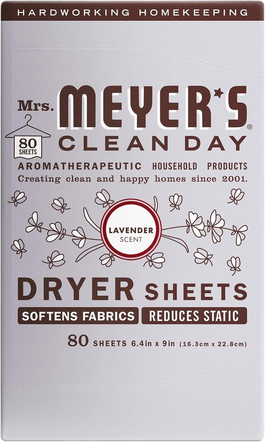 Mrs. Meyer’s Clean Day Lavender Dryer Sheets – 80 Count with Softening Agents