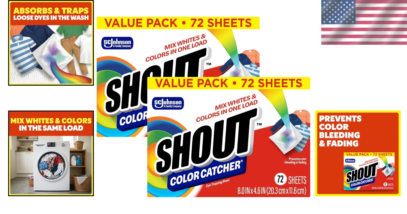 Shout Color Catchers for Laundry – 144 Sheets to Prevent Color Runs Effortlessly
